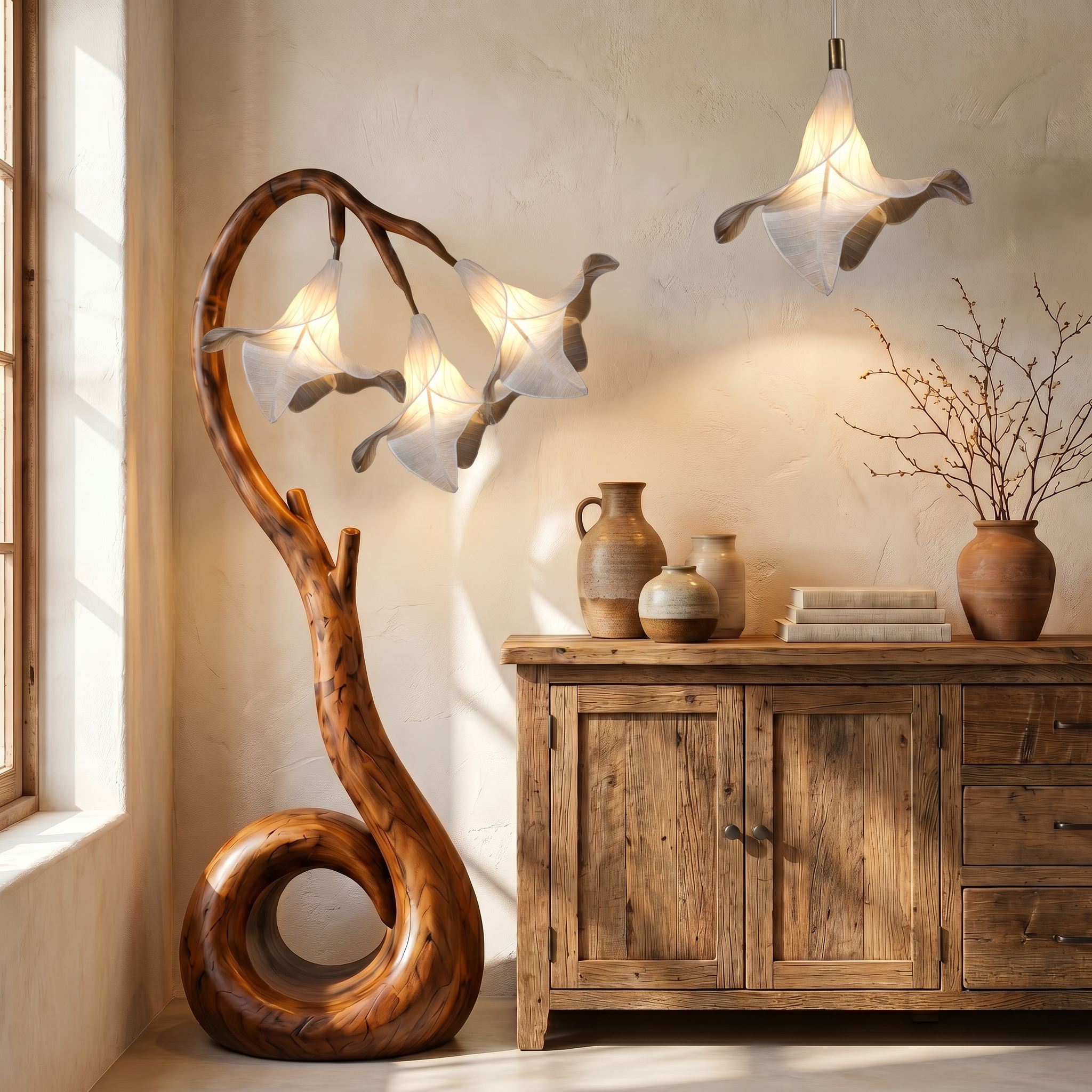 Modern Floor Lamp With Organic Flower Form For Bedroom And Lounge SINLSAFLP099