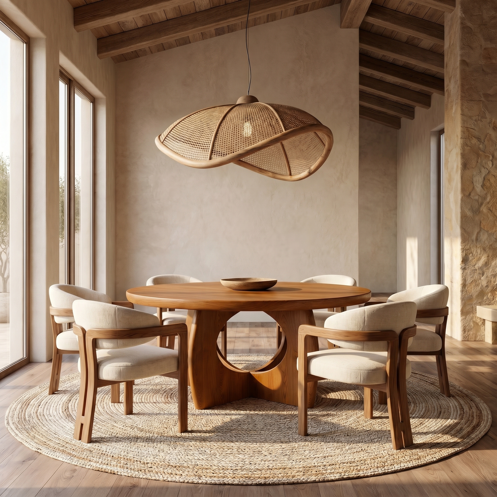 Organic Round Dining Table With Cutout Base For Dining Room SINLSADT169