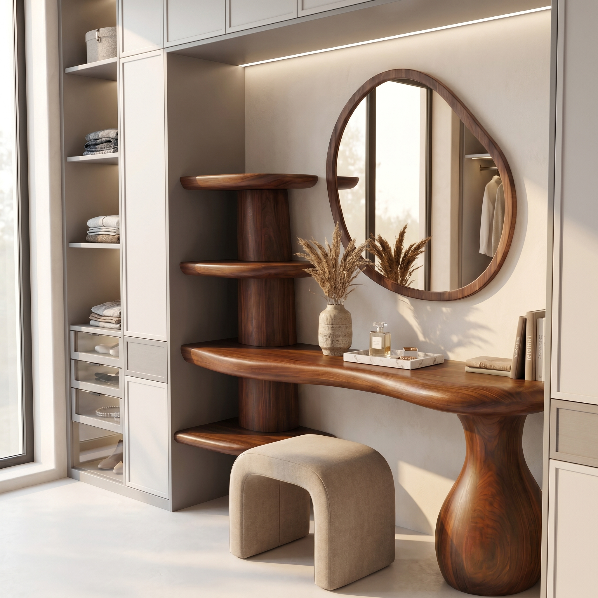 Organic Corner Vanity Table For Bedroom SINLSABDT078
