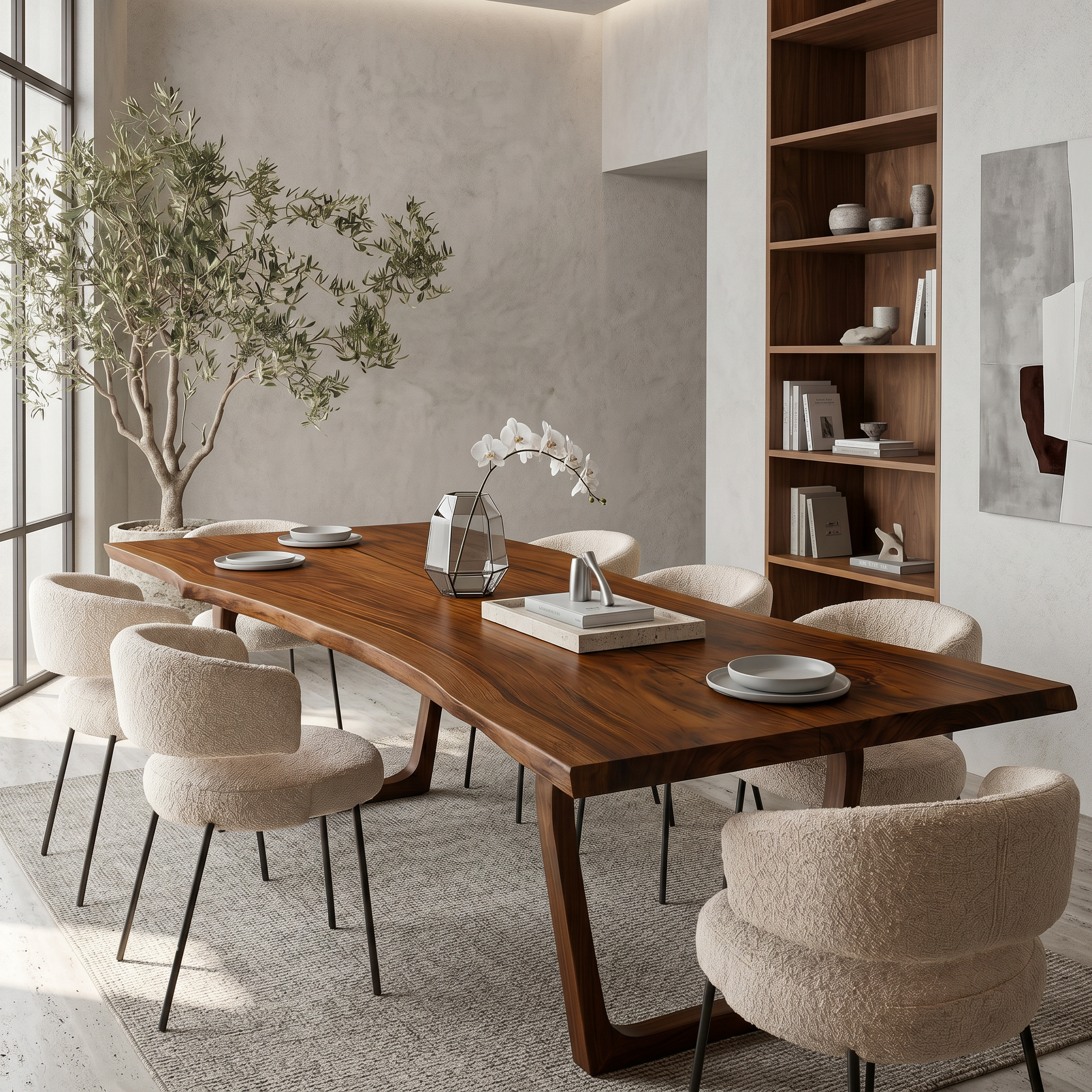 Organic Live Edge Dining Table With U Shaped Wood Legs For Dining Room SINLSADT187