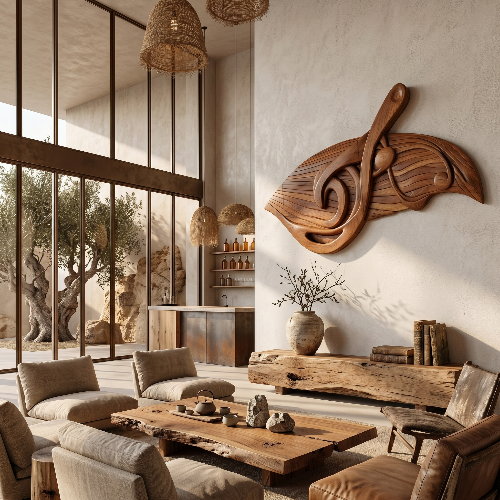 Organic Music Note Wall Art With Guitar Motif For Living Room SINLSAWD077