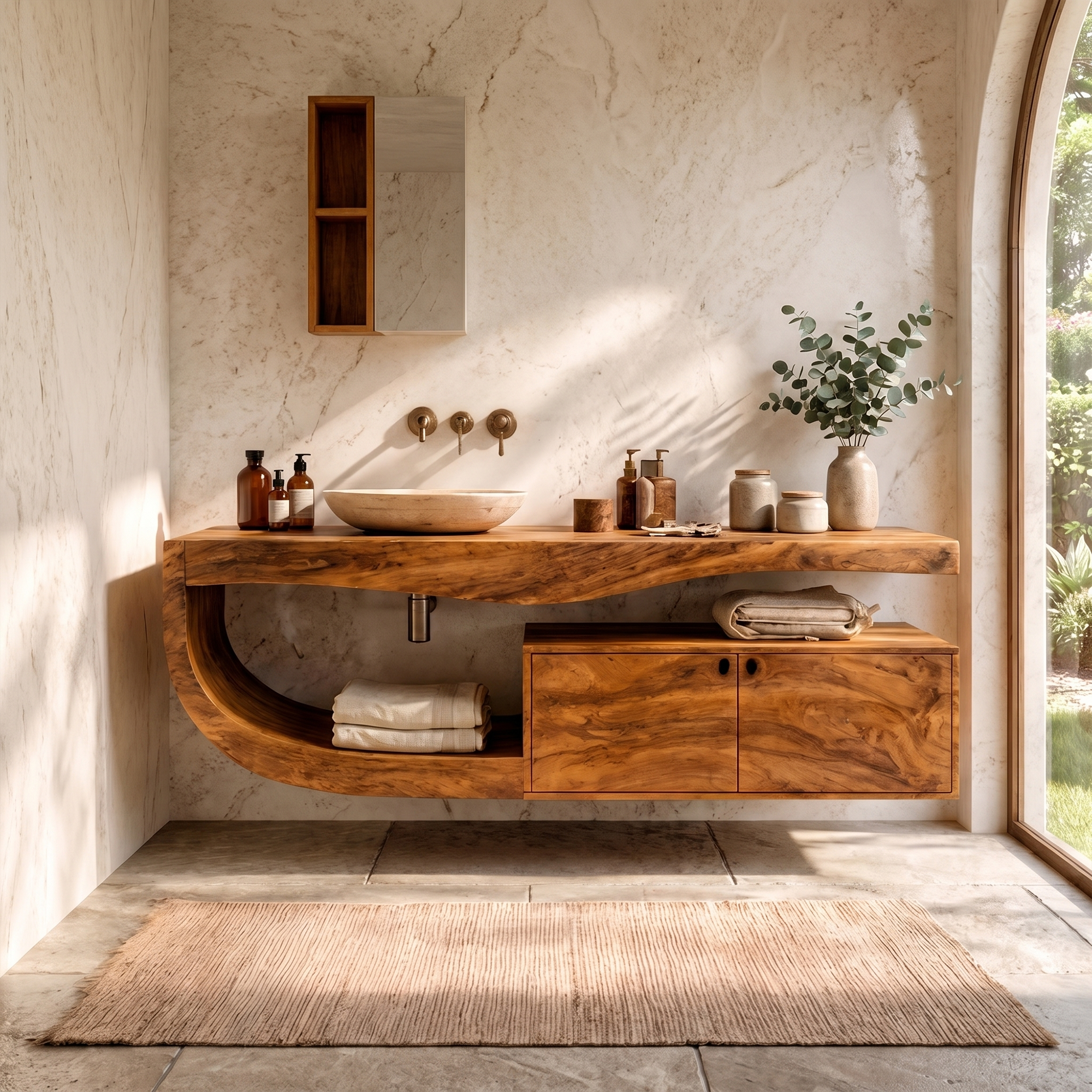 Wall Mounted Bathroom Vanity Wooden Vanity With Storage For Bathroom SINLKIBRV300