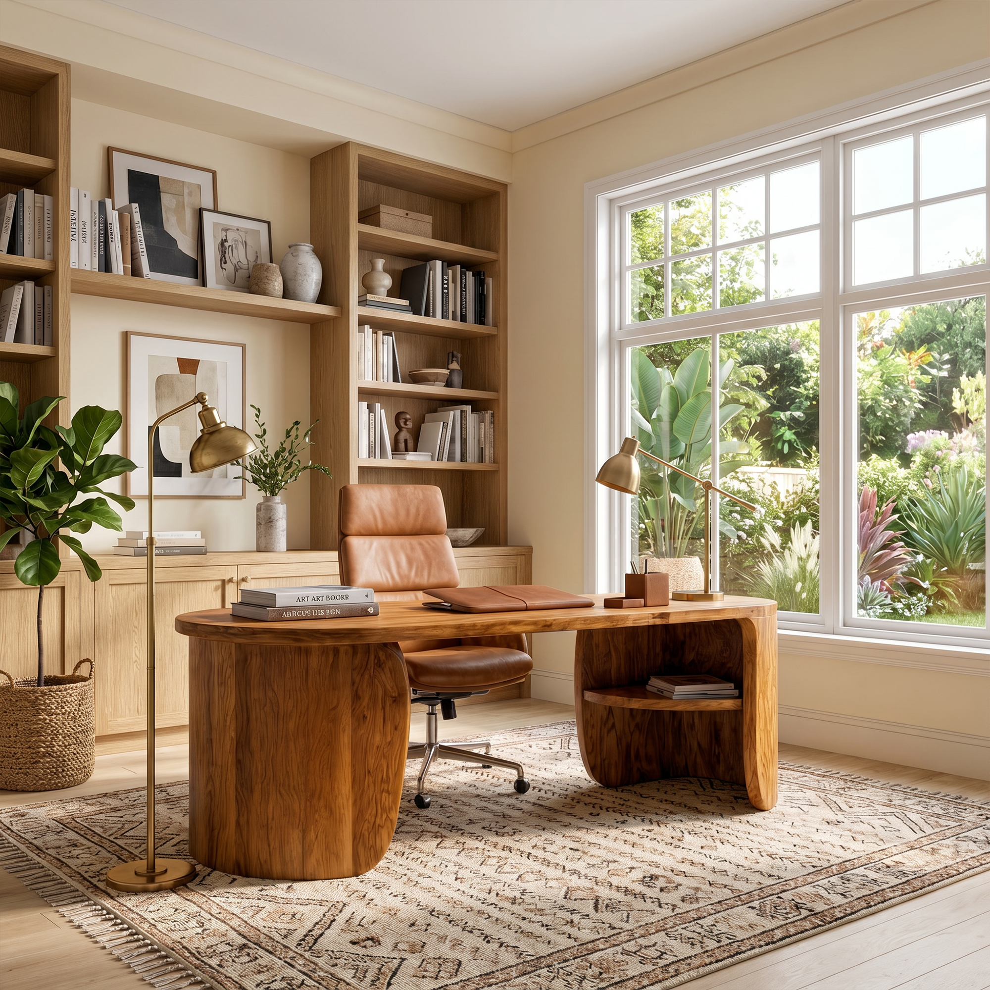 Minimal Wooden Desk With Clean Lines And Built In Storage For Home Office SINLKIDK110