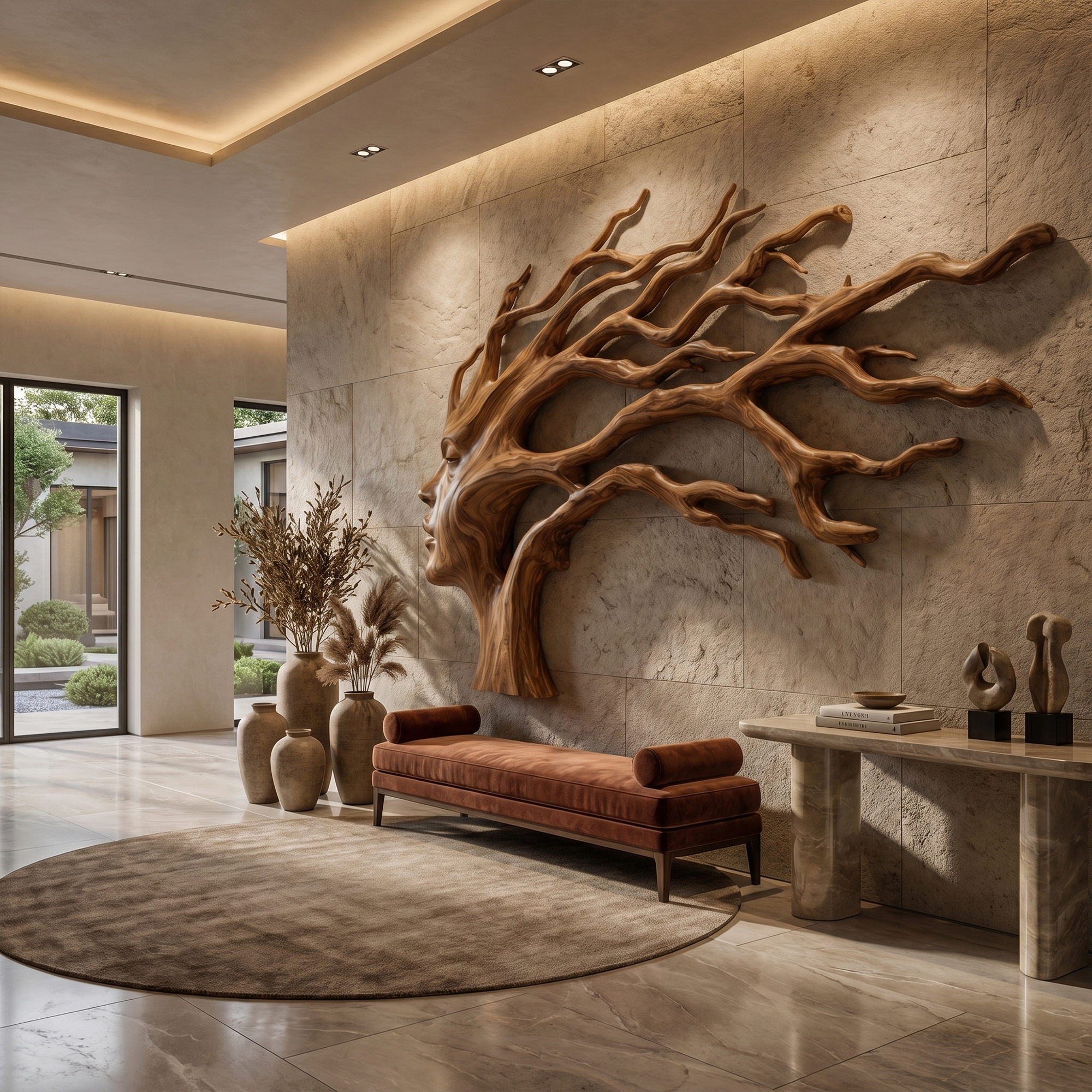 Organic Tree Wall Art With Sculptural Branch Design For Living Room And Entryway SINLKIWD103