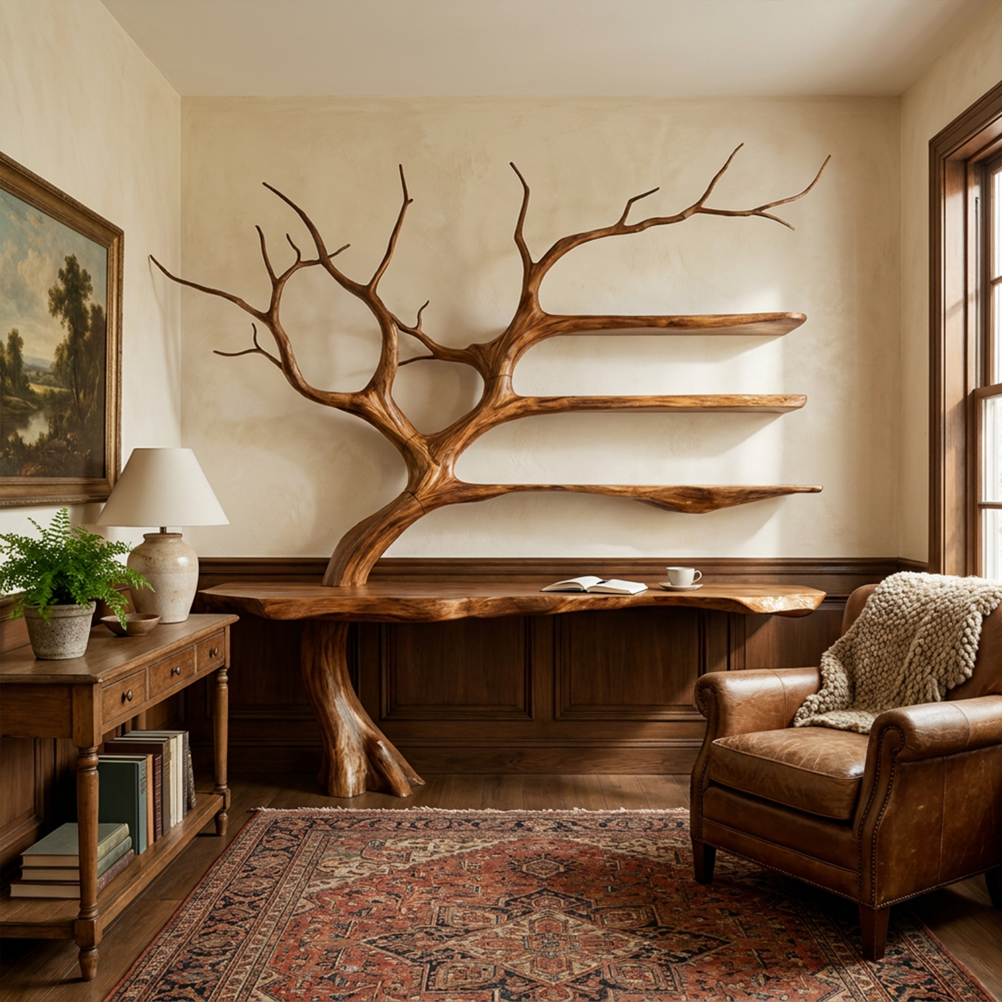 Rustic Console Table Artistic Tree Branch Reading Room SINLKICS301