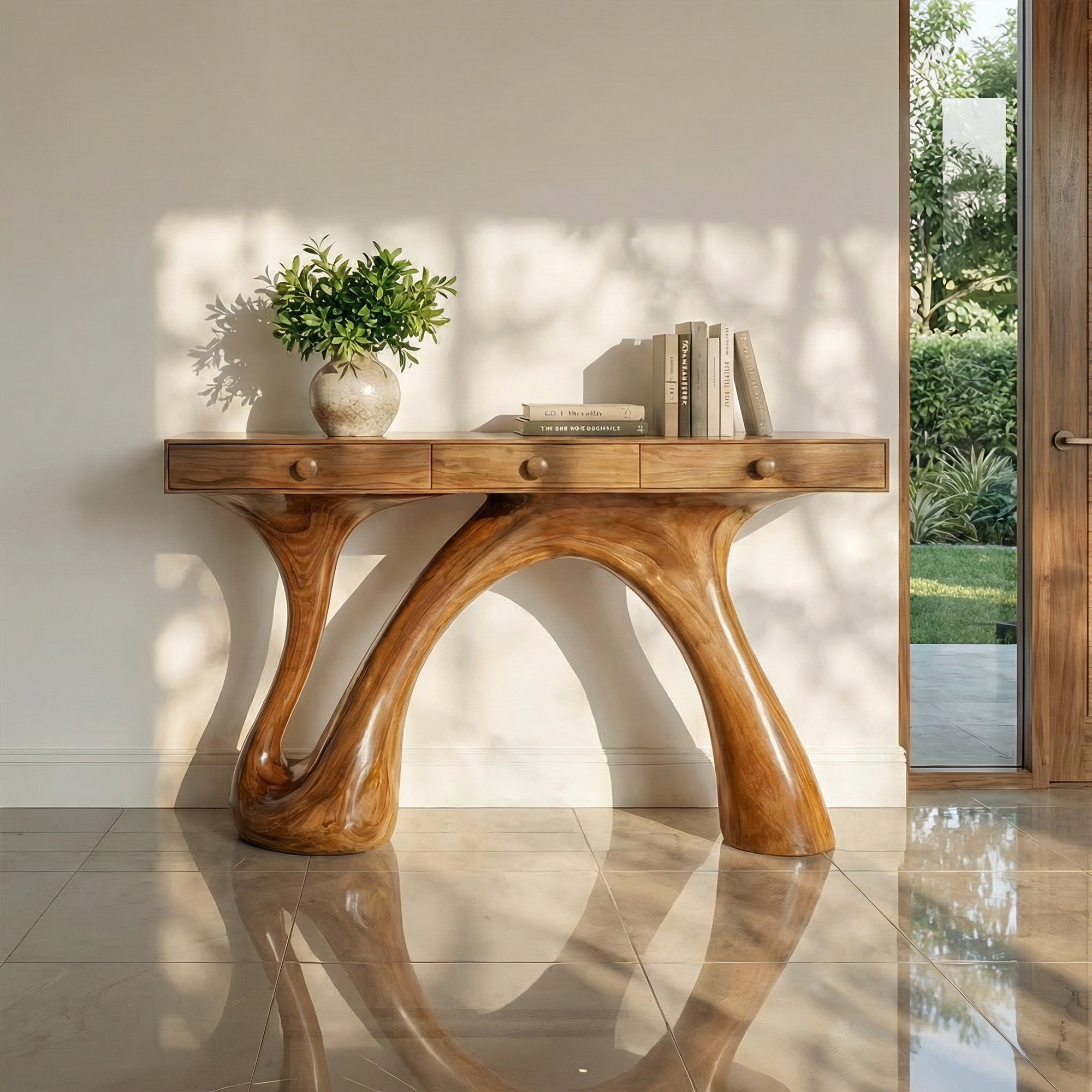 Modern Sculptural Console Table For Entryway And Living Room Space SINLKICS563