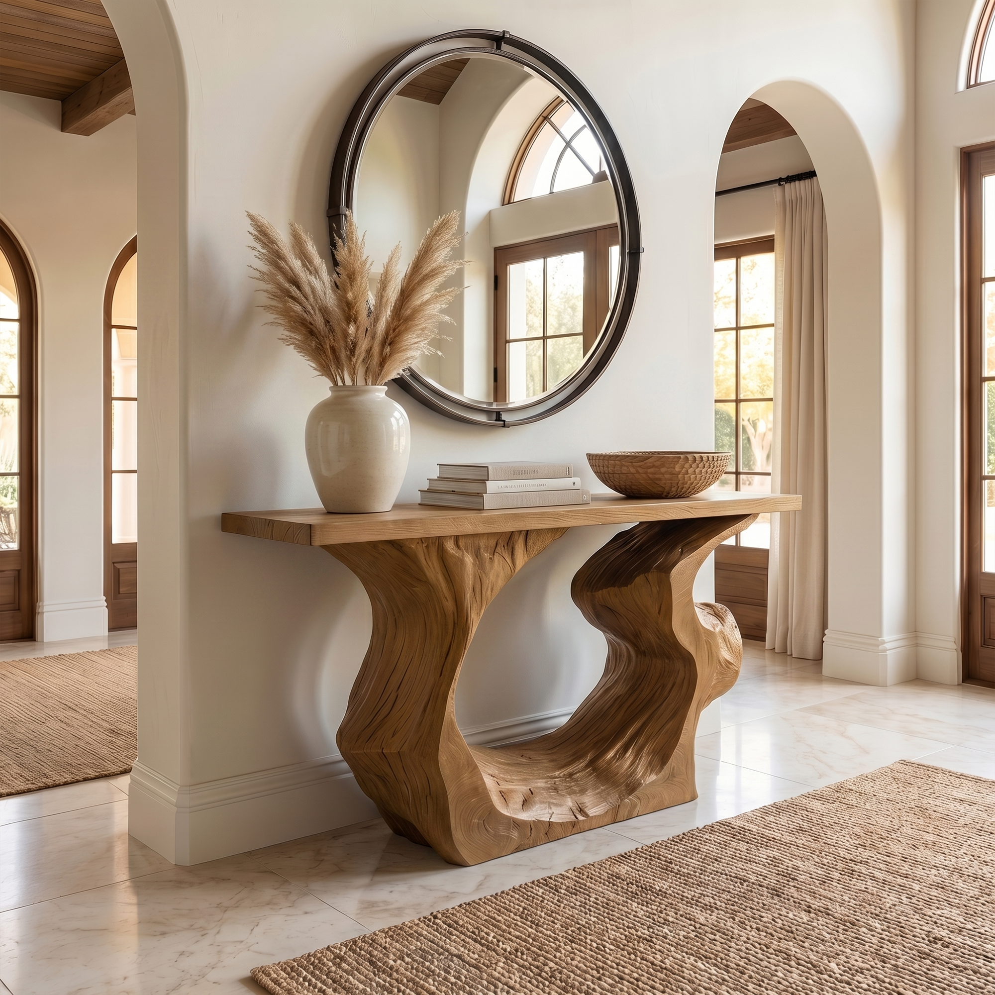 Sculptural Console Table Entryway Table Modern Sofa Table For Living Room And Entryway SINLKICS569