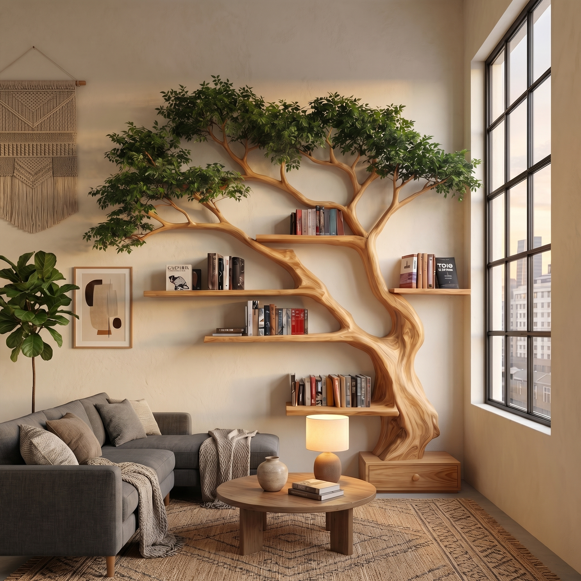 Nature Inspired Tree Bookshelf For Living Room And Bedroom SINLKITB722