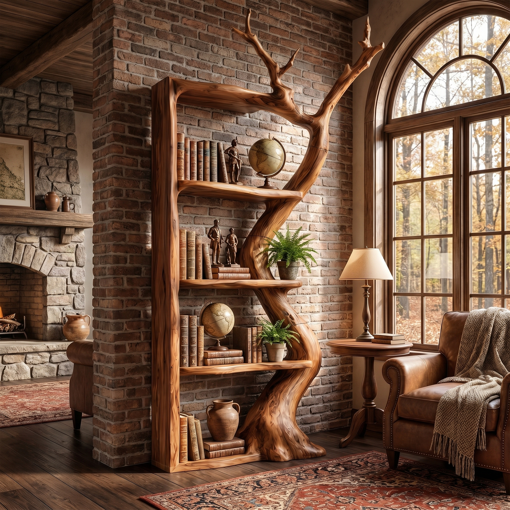 Sculptural Tree Bookshelf With Flowing Branch Frame For Living Room SINLKITB738