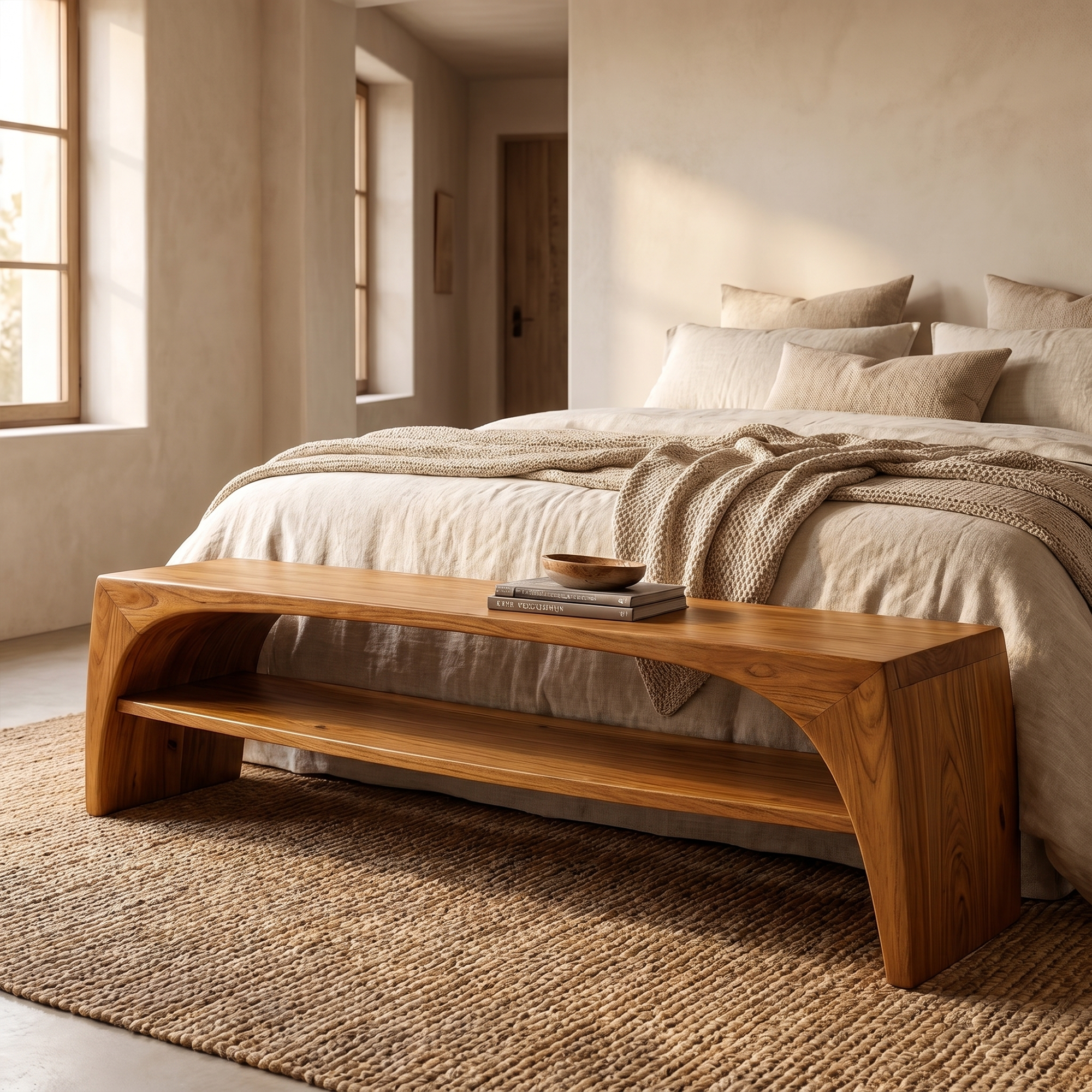 Rustic Live Edge Bench With Open Shoe Storage Shelf For Entryway SINLKIRS113