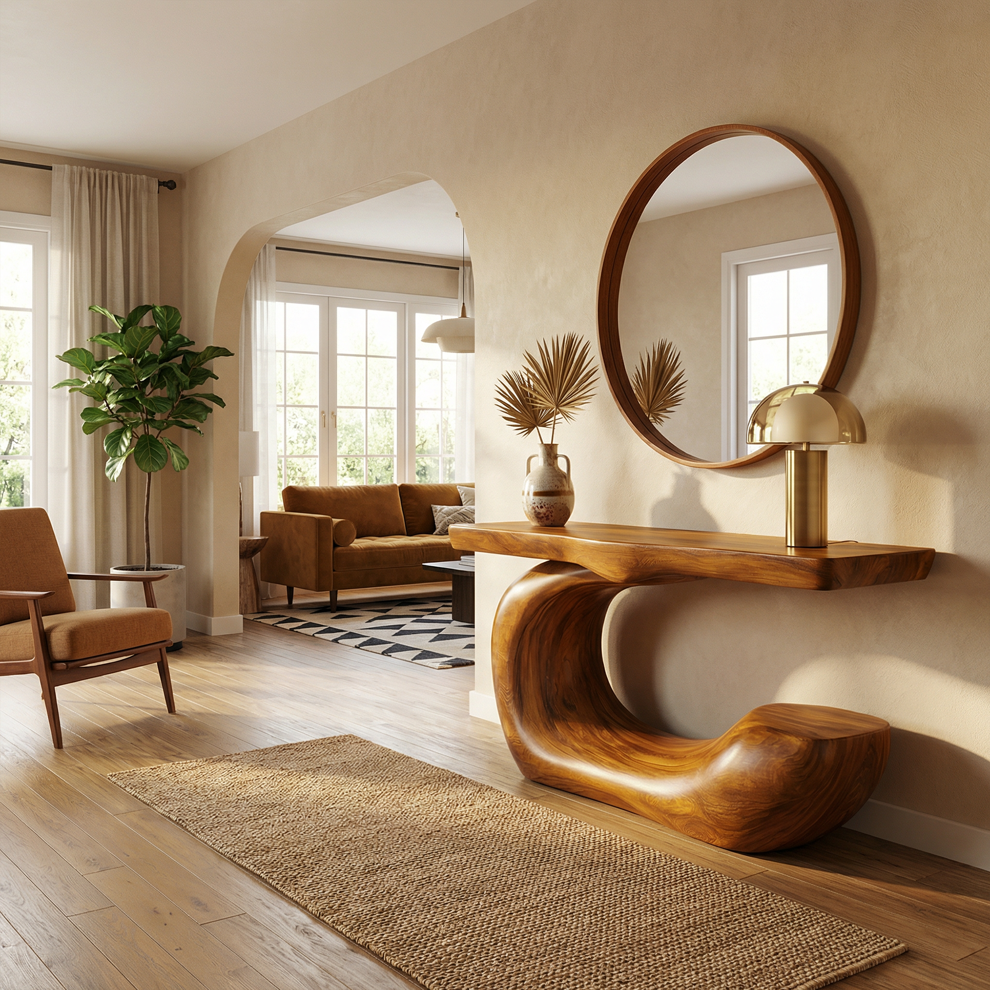 Artistic Abstract Sculptural Console Table For Entryway And Living Room Space SINLKICS566