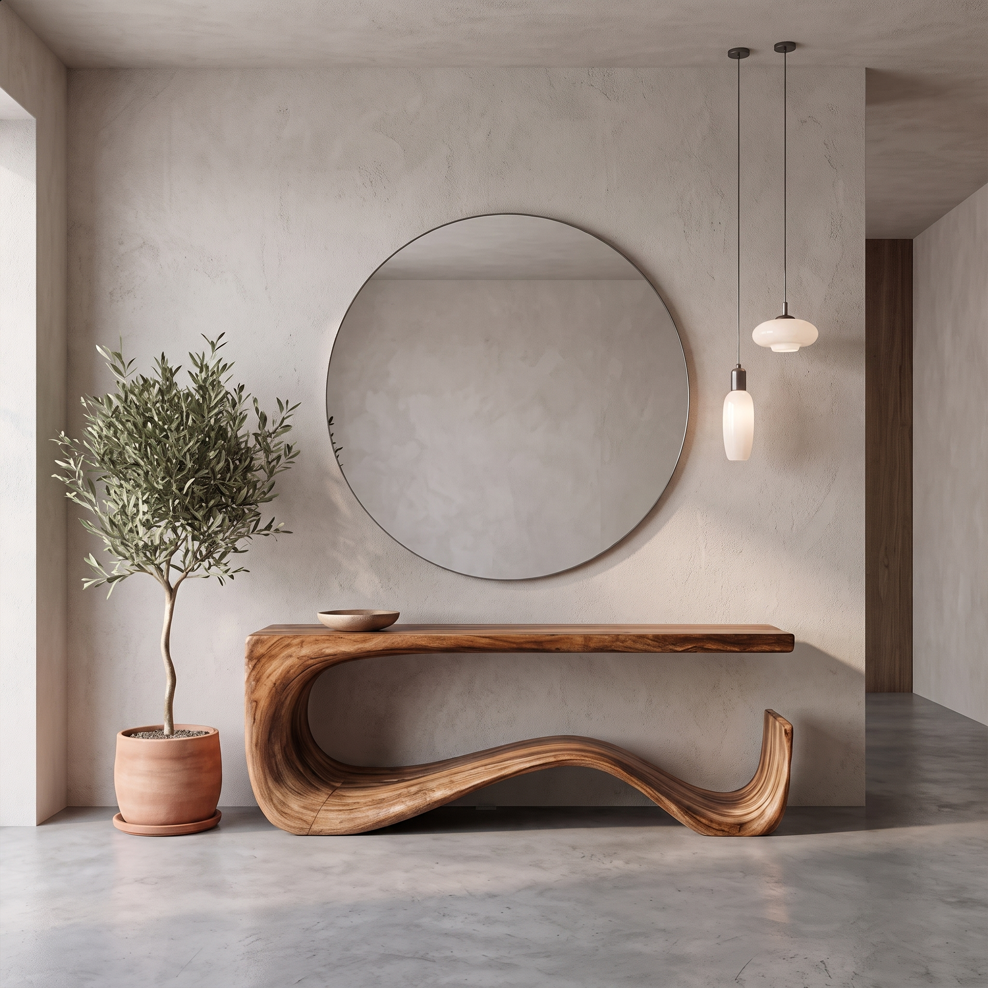 Rustic Console Table With Handcrafted Curved Wood Design For Entryway SINLKICS668