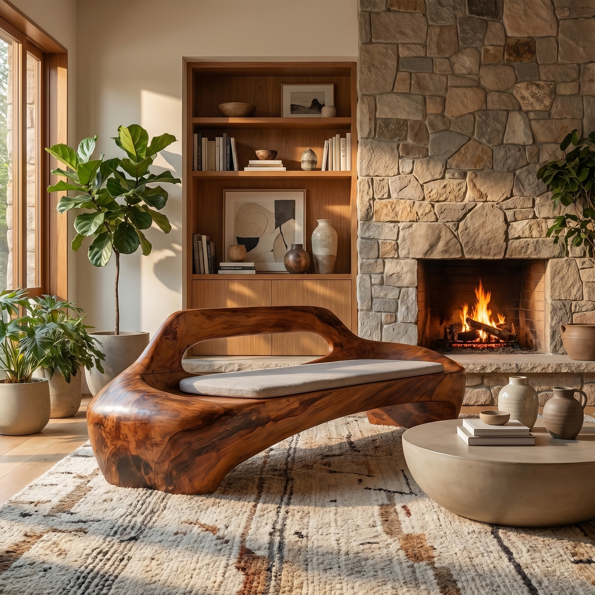 Modern Organic Sofa Frame With Low Profile Solid Wood Design For Living Room SINLKISF020