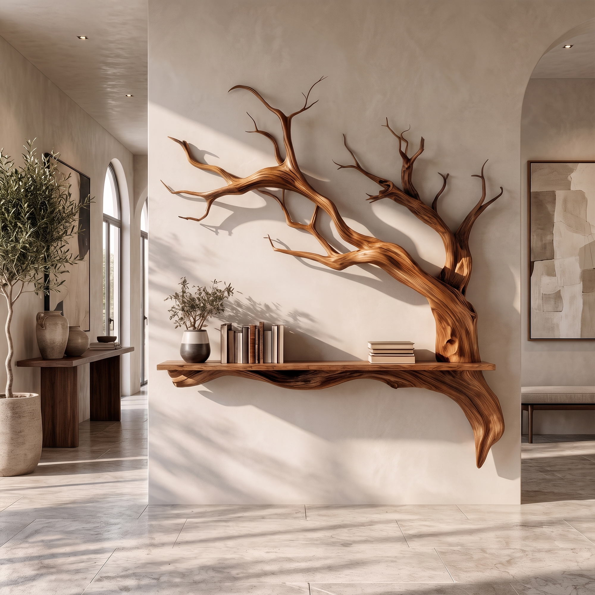Rustic Tree Branch Wall Shelf Natural Artistic Home Decor SINLKIFL177