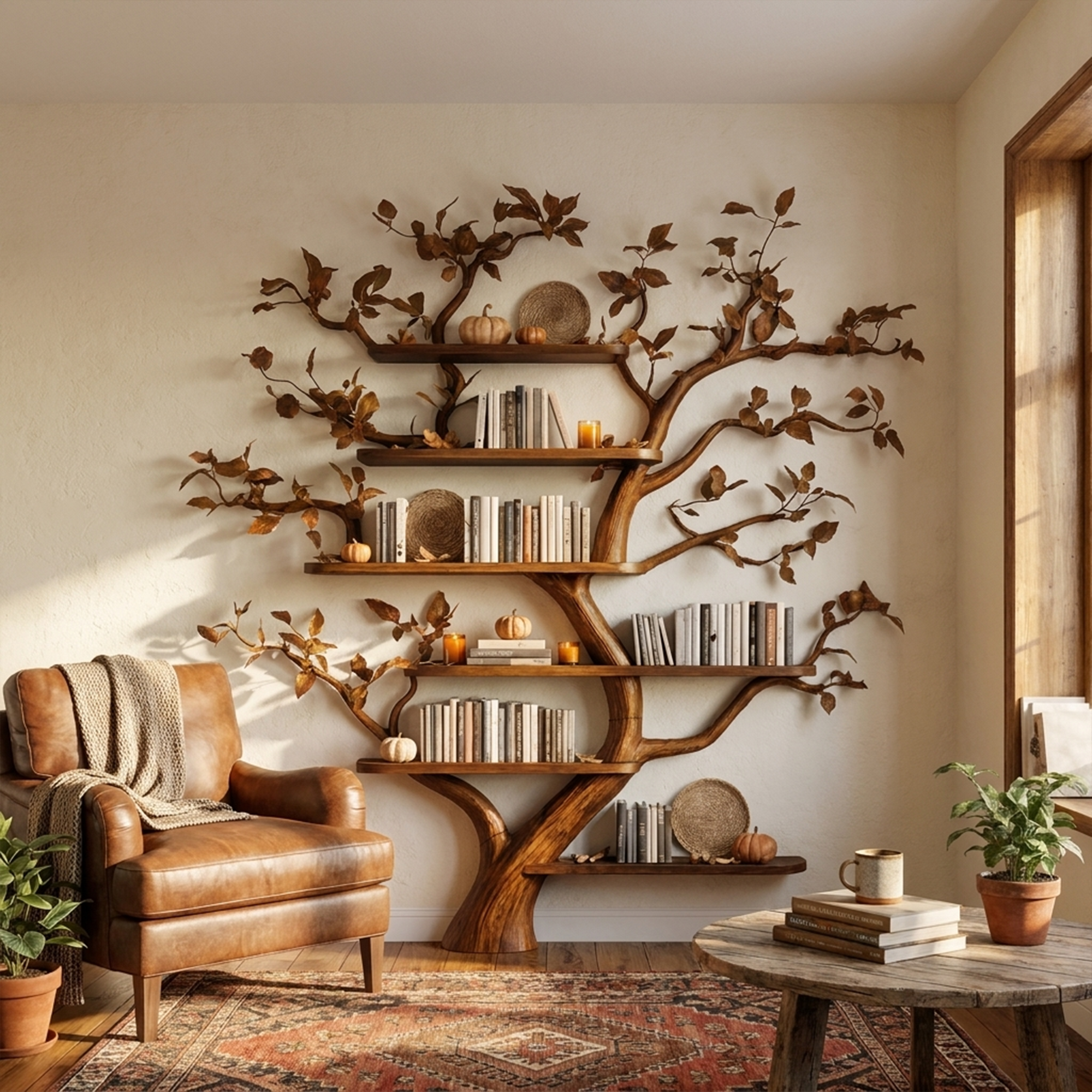 Mid Century Tree Wall Shelf Christmas Living Room SINLKITB578