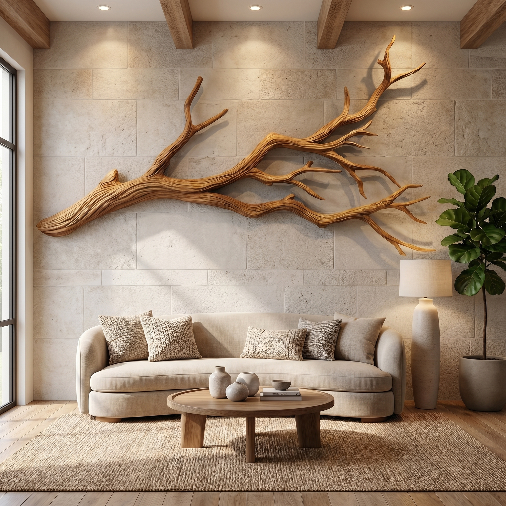 Flowing Organic Wood Branch Wall Sculpture Contemporary Decor SINLKIWD030