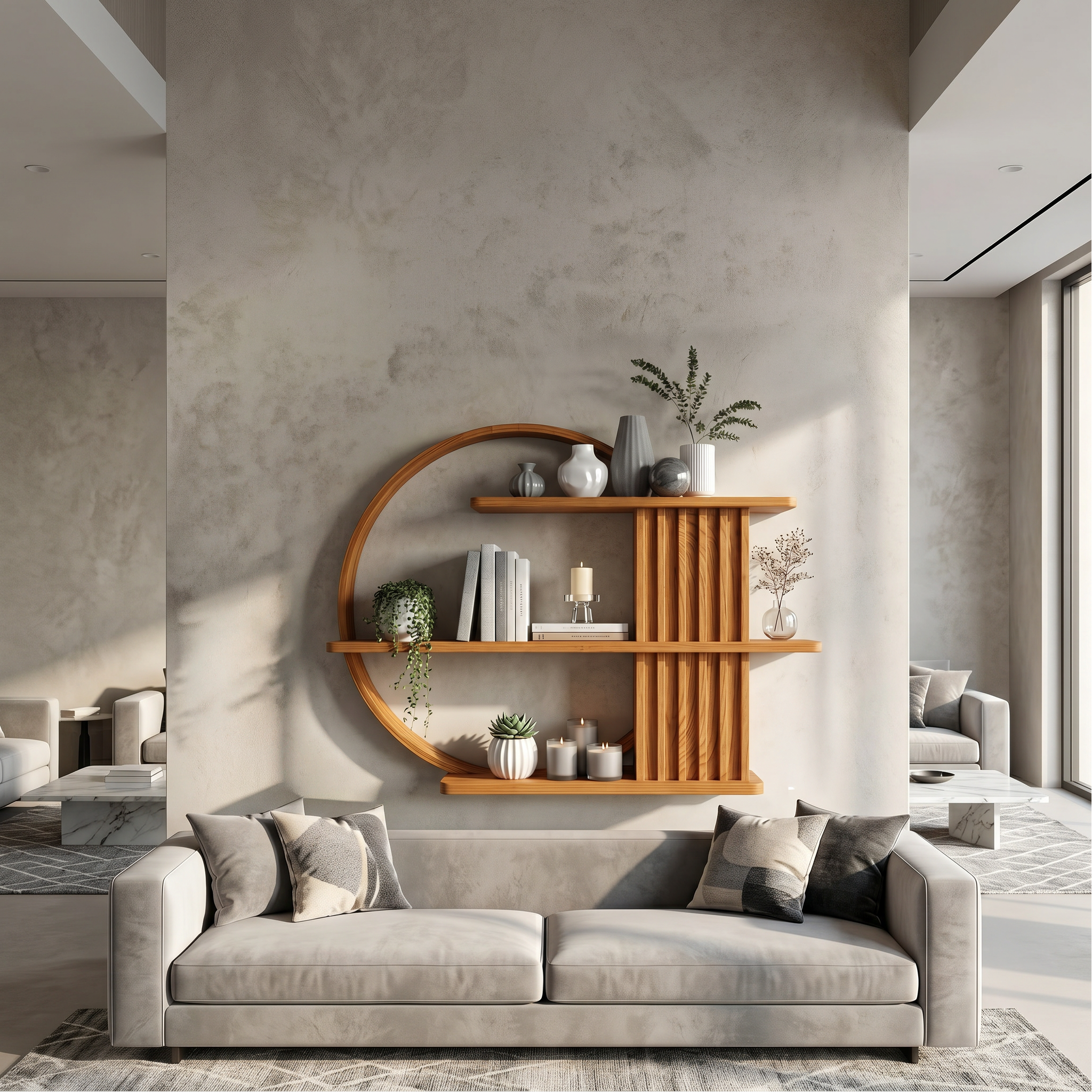 Japandi Minimal Display Shelf Living Room And Reading Room SINLSAFL232
