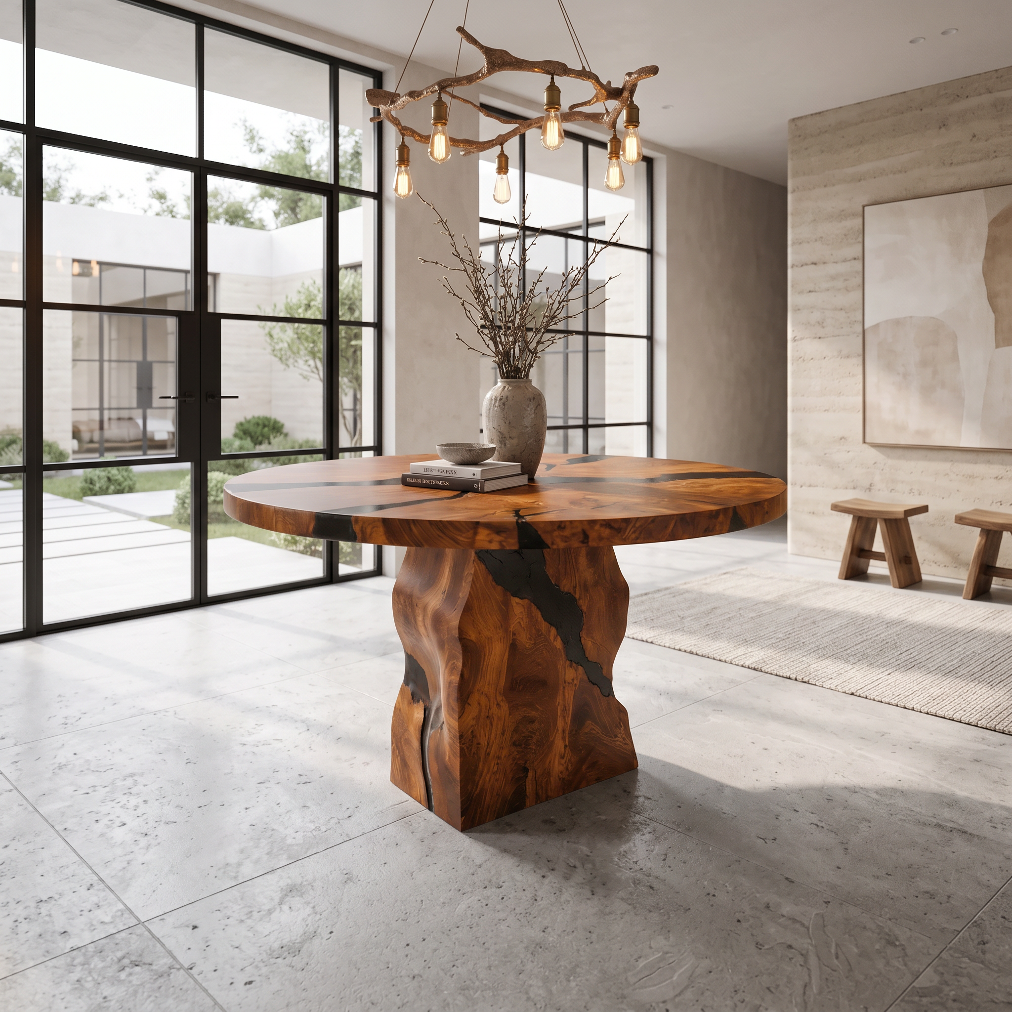 Rustic Foyer Table Handcrafted Solid Wood Design For Entryway SINLSAFT051