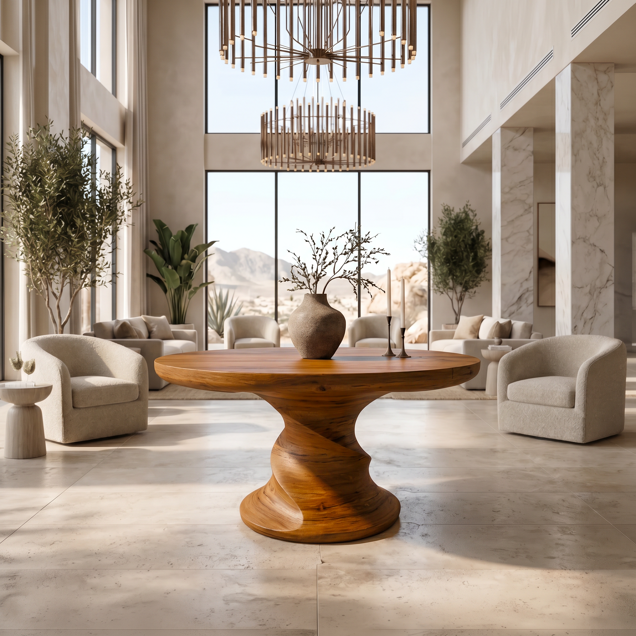 Contemporary Center Table With Flowing Curved Design For Foyer And Hallway SINLSAFT056