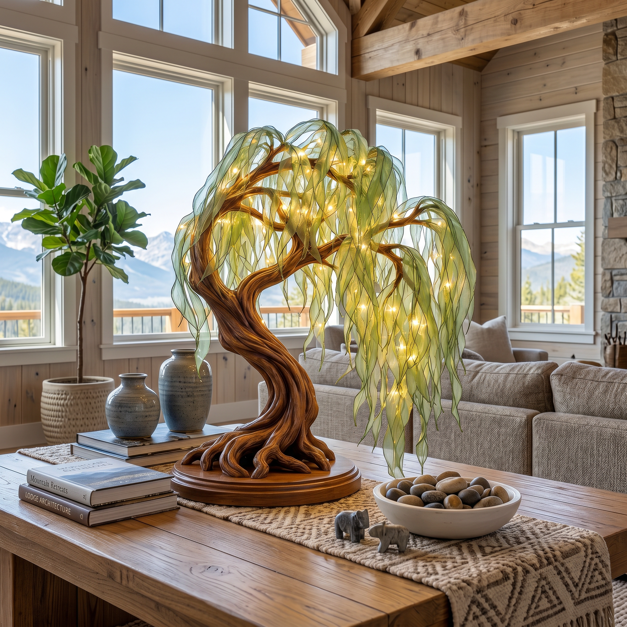 Japandi Bonsai Tree Table Lamp For Nightstand SINLSATL015