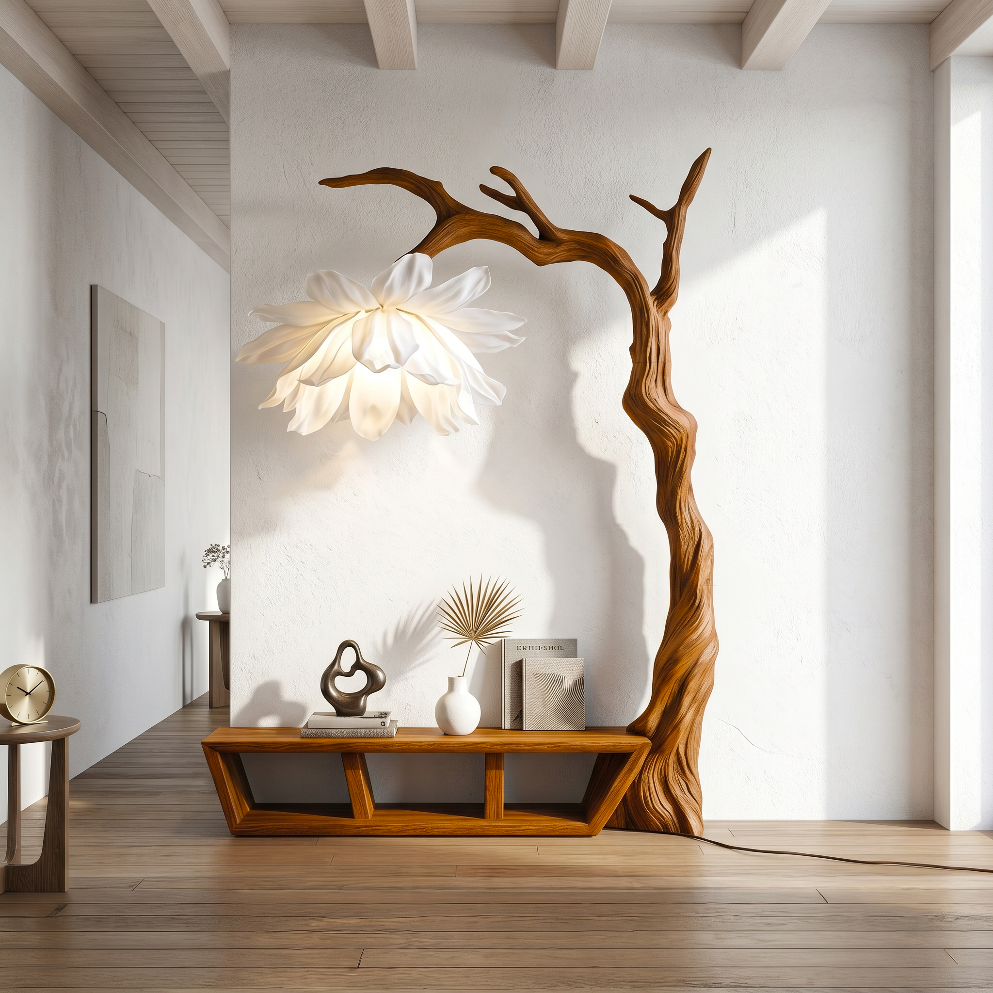 Rustic Organic Tree Bench Bookshelf Living Room Or Entryway SINLSATB516