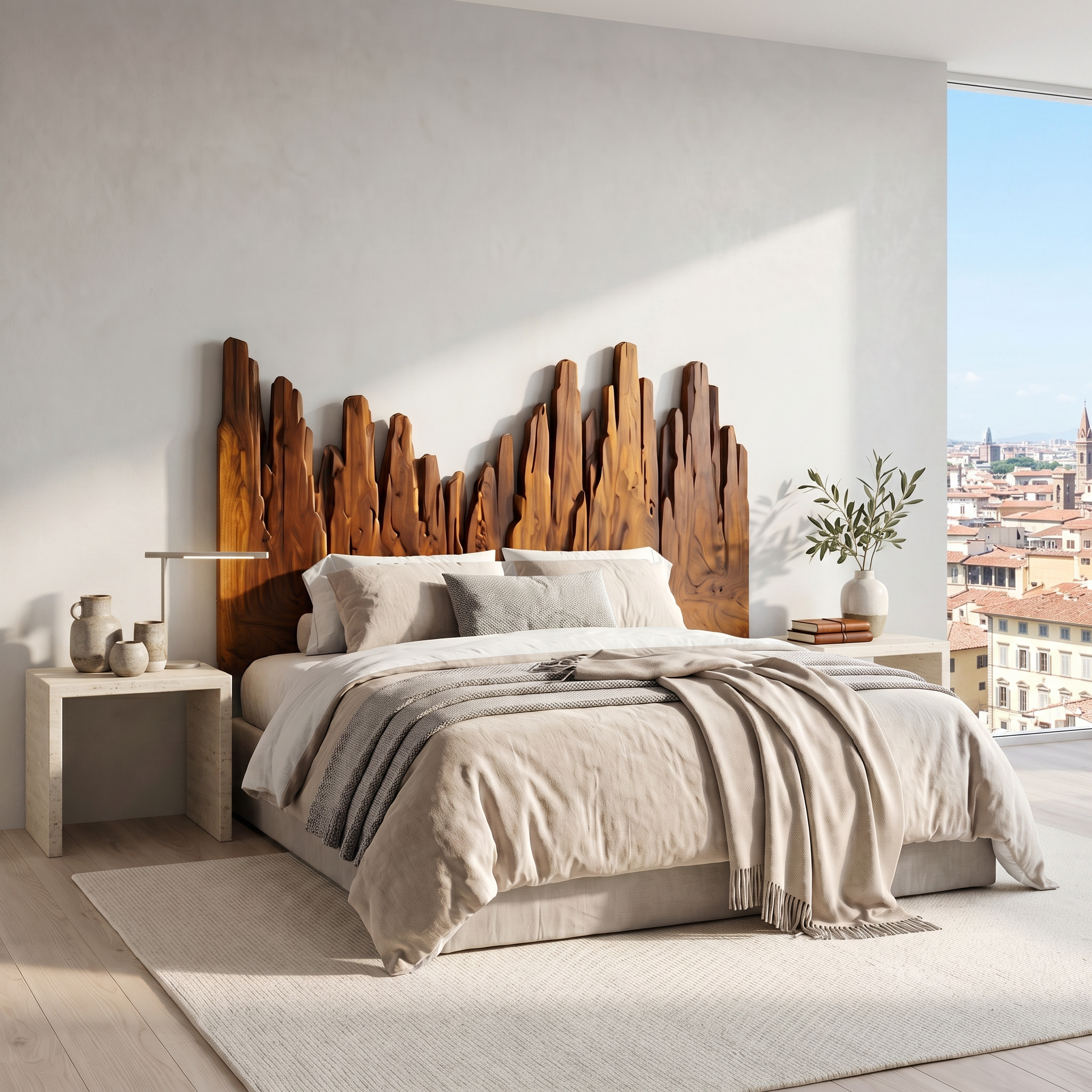 Rustic Skyline Headboard Wooden Bed Headboard For Bedroom SINLSAHB040