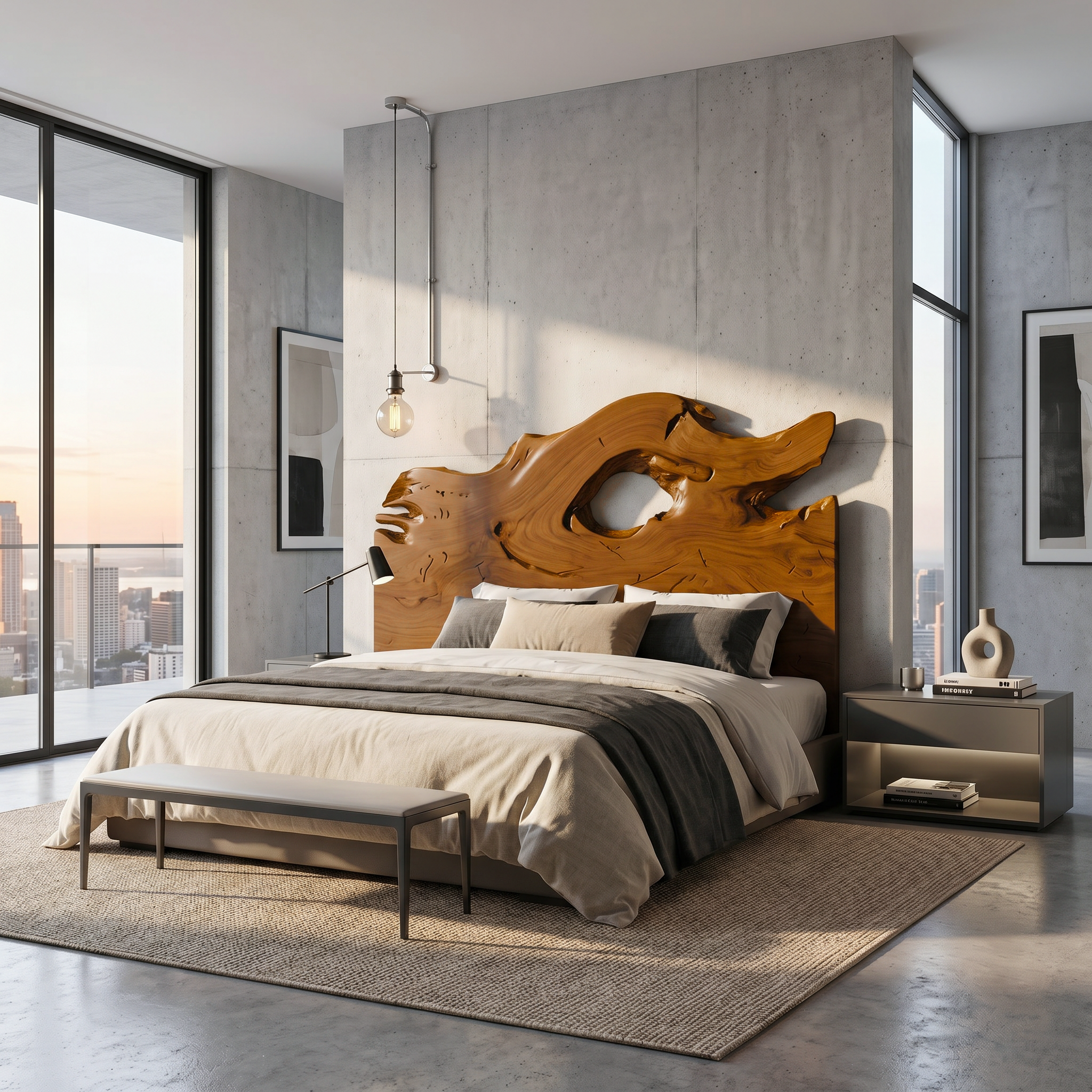 Organic Driftwood Headboard Wooden Bed Headboard For Bedroom SINLSAHB042