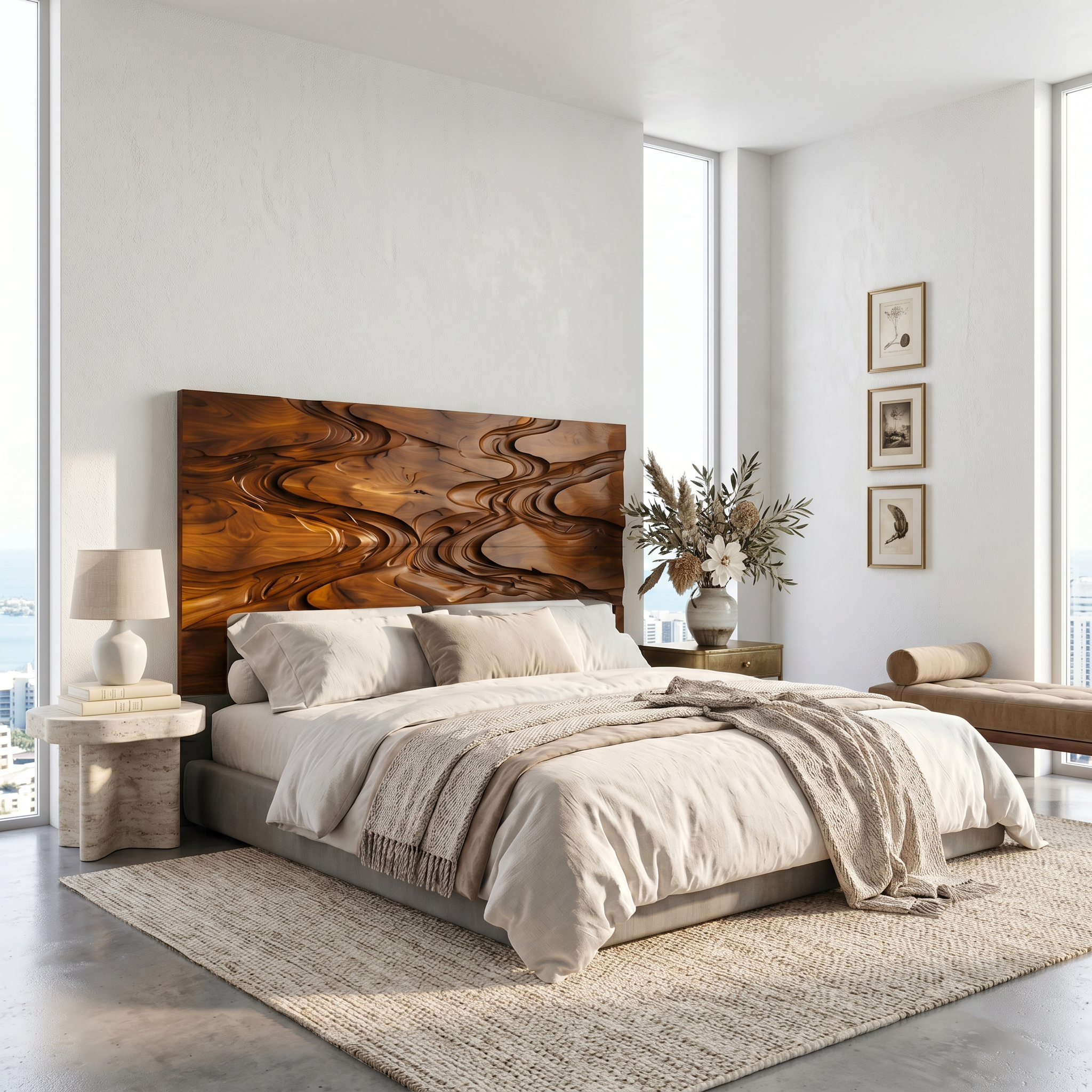 Rustic Live Edge Headboard Wooden Bed Headboard For Bedroom SINLSAHB044