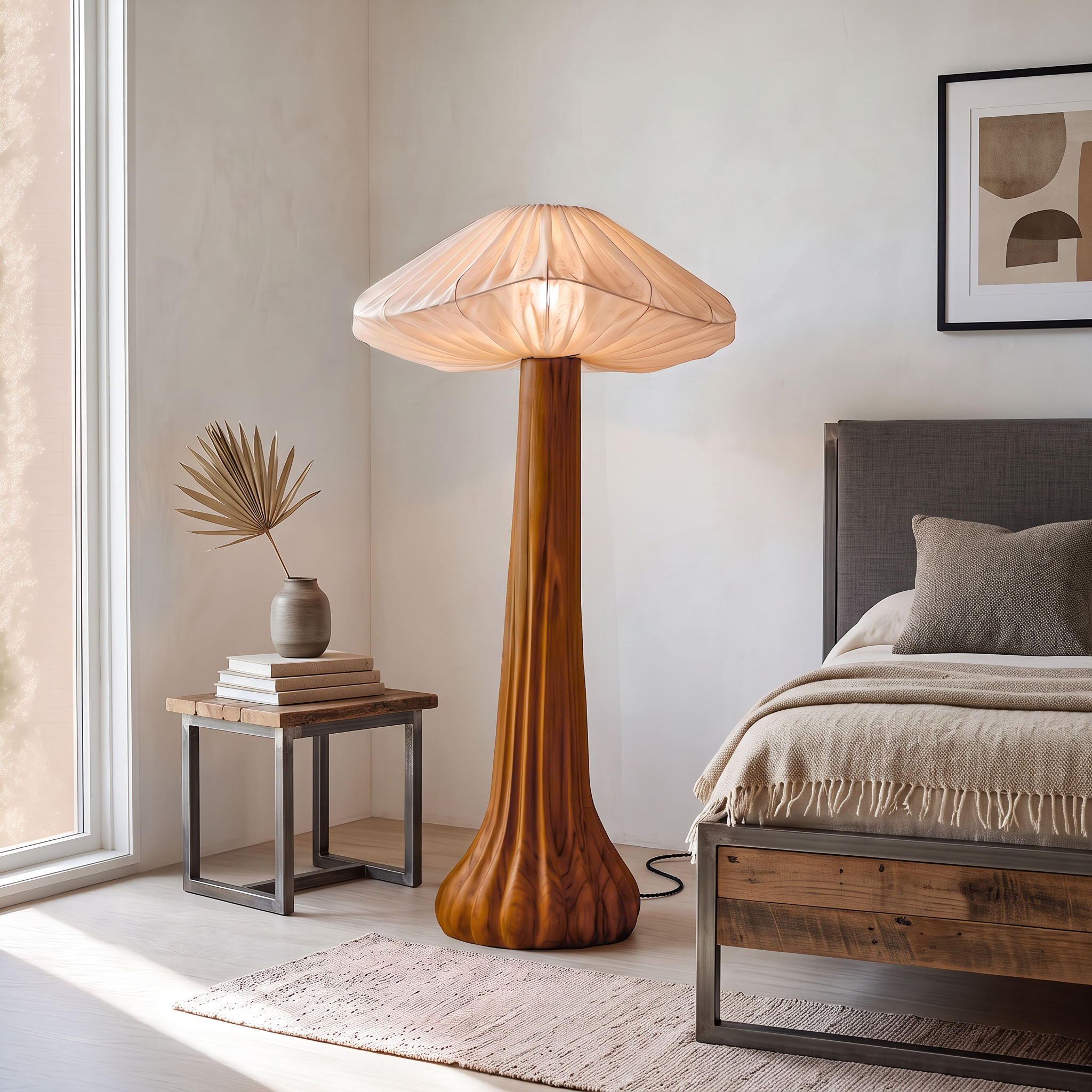 Contemporary Floor Lamp Organic Mushroom Design Reading Corner SINLSAFLP133