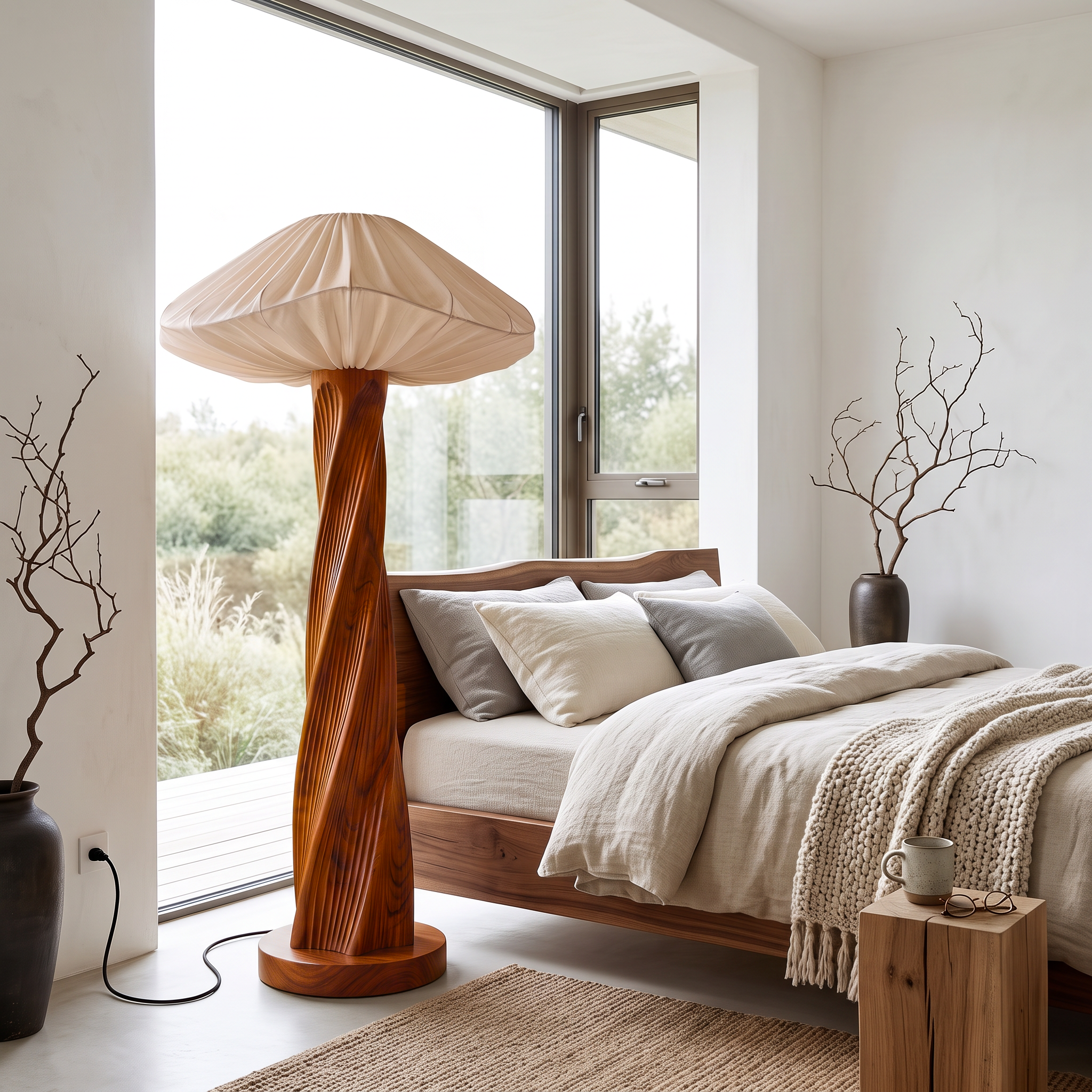Rustic Mushroom Floor Lamp Twisted Tree Trunk Living Room SINLSAFLP135