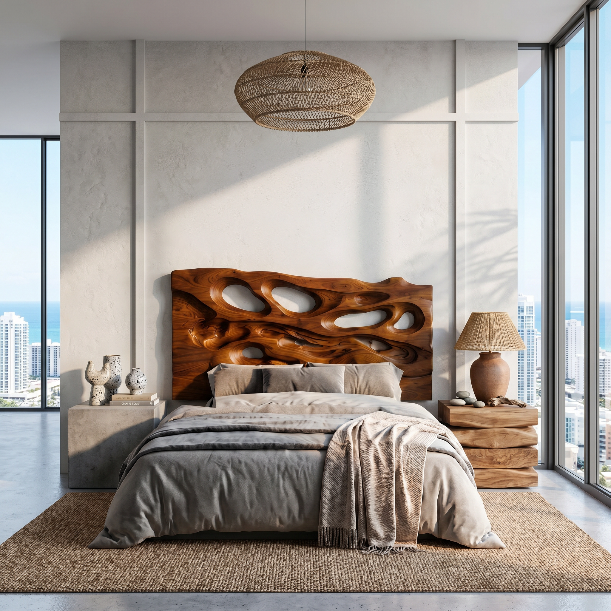 Contemporary Cutout Headboard Wooden Bed Headboard For Bedroom SINLSAHB052