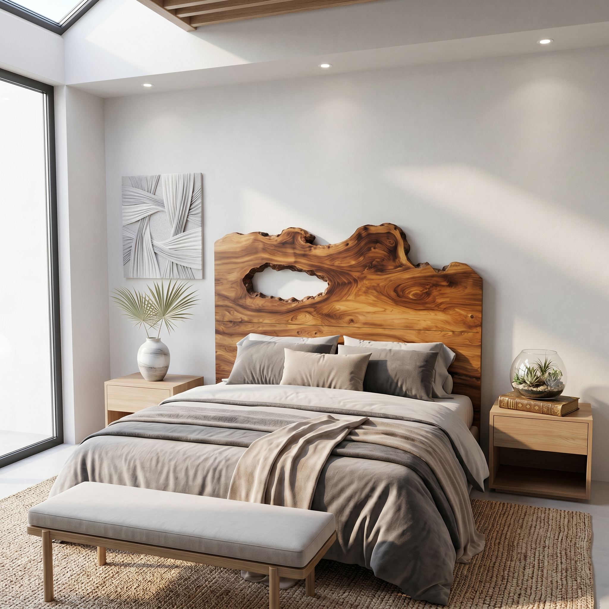Rustic Natural Knot Headboard Wooden Bed Headboard For Bedroom SINLSAHB060