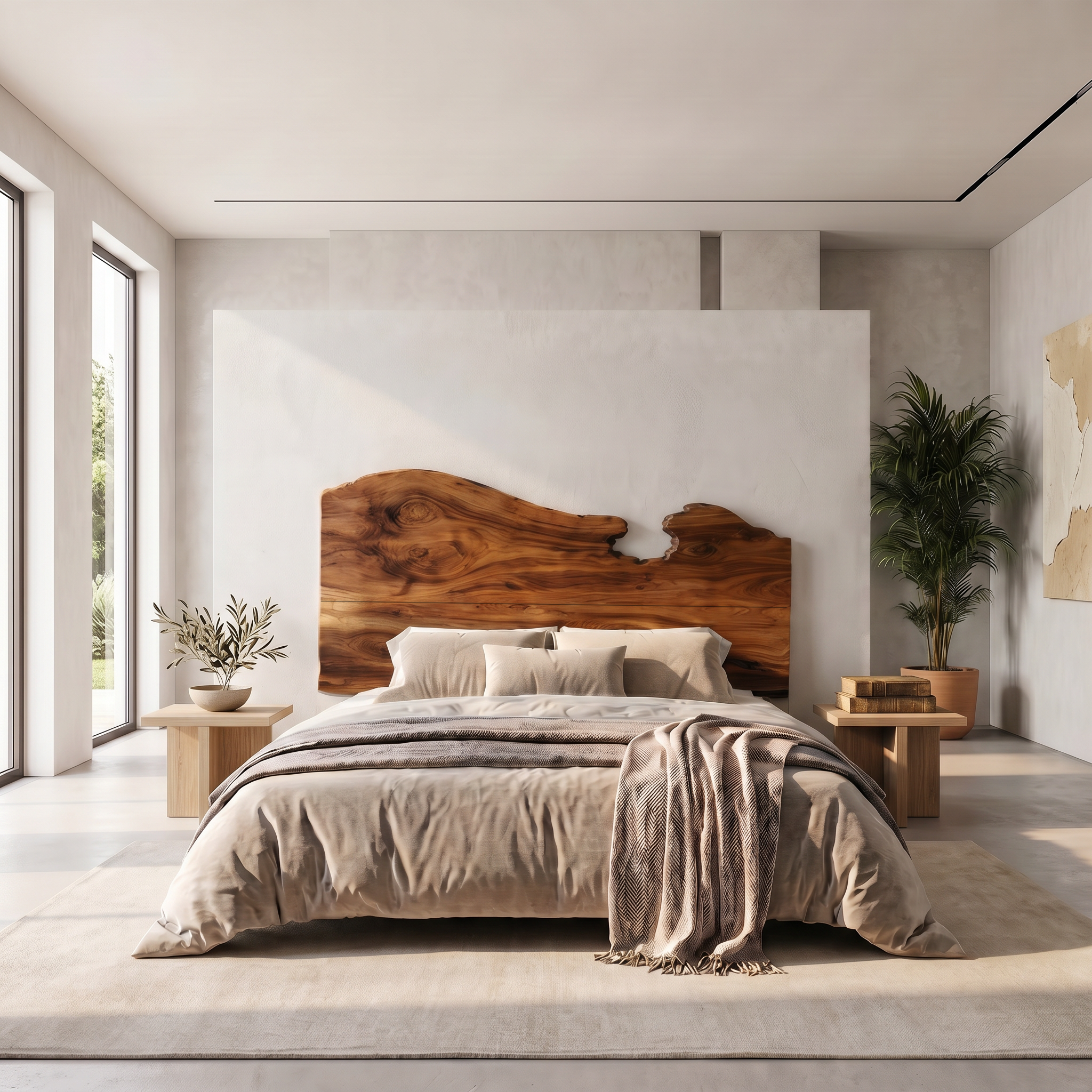 Contemporary Live Edge Headboard Wooden Bed Headboard For Bedroom SINLSAHB061