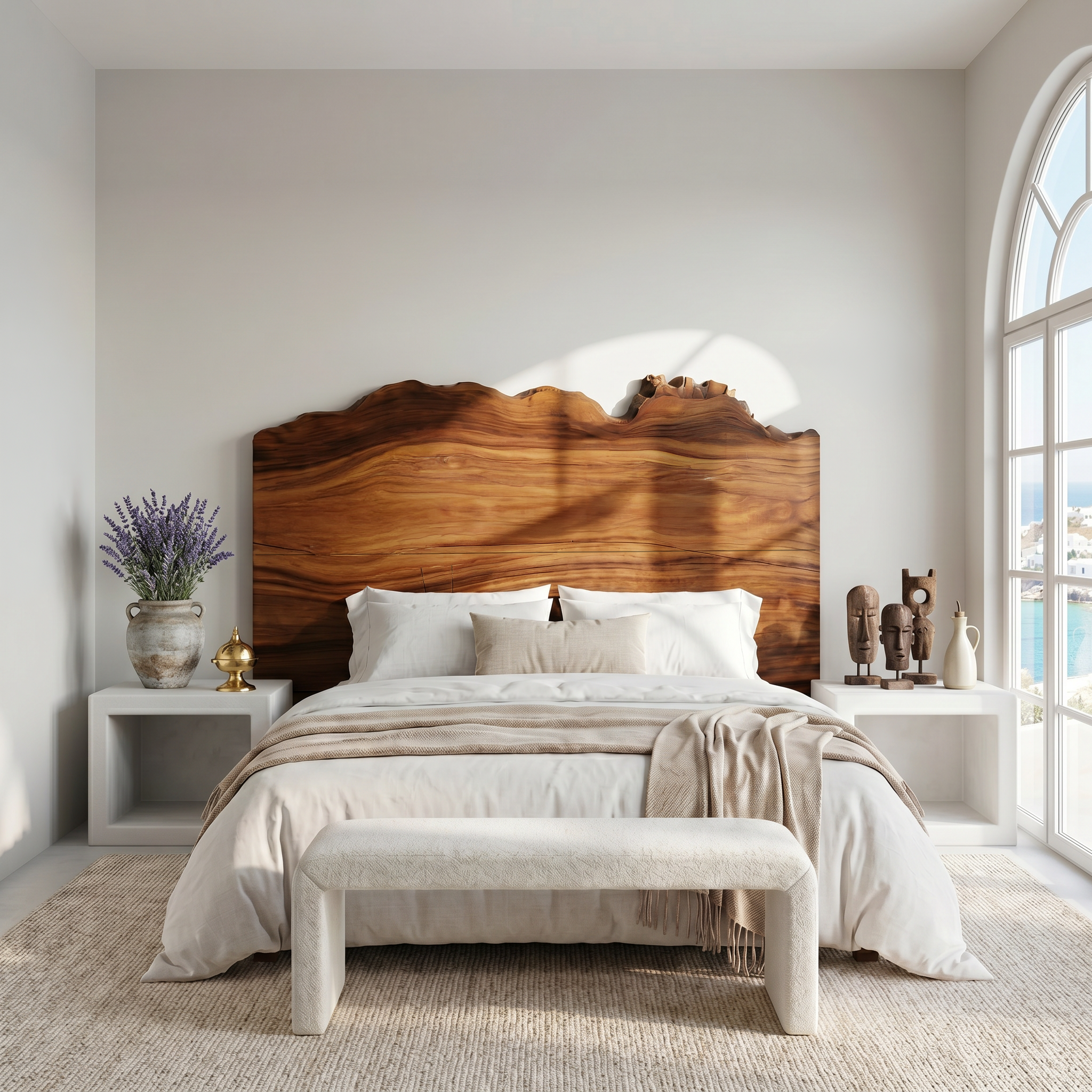 Organic Natural Edge Headboard Wooden Bed Headboard For Bedroom SINLSAHB062