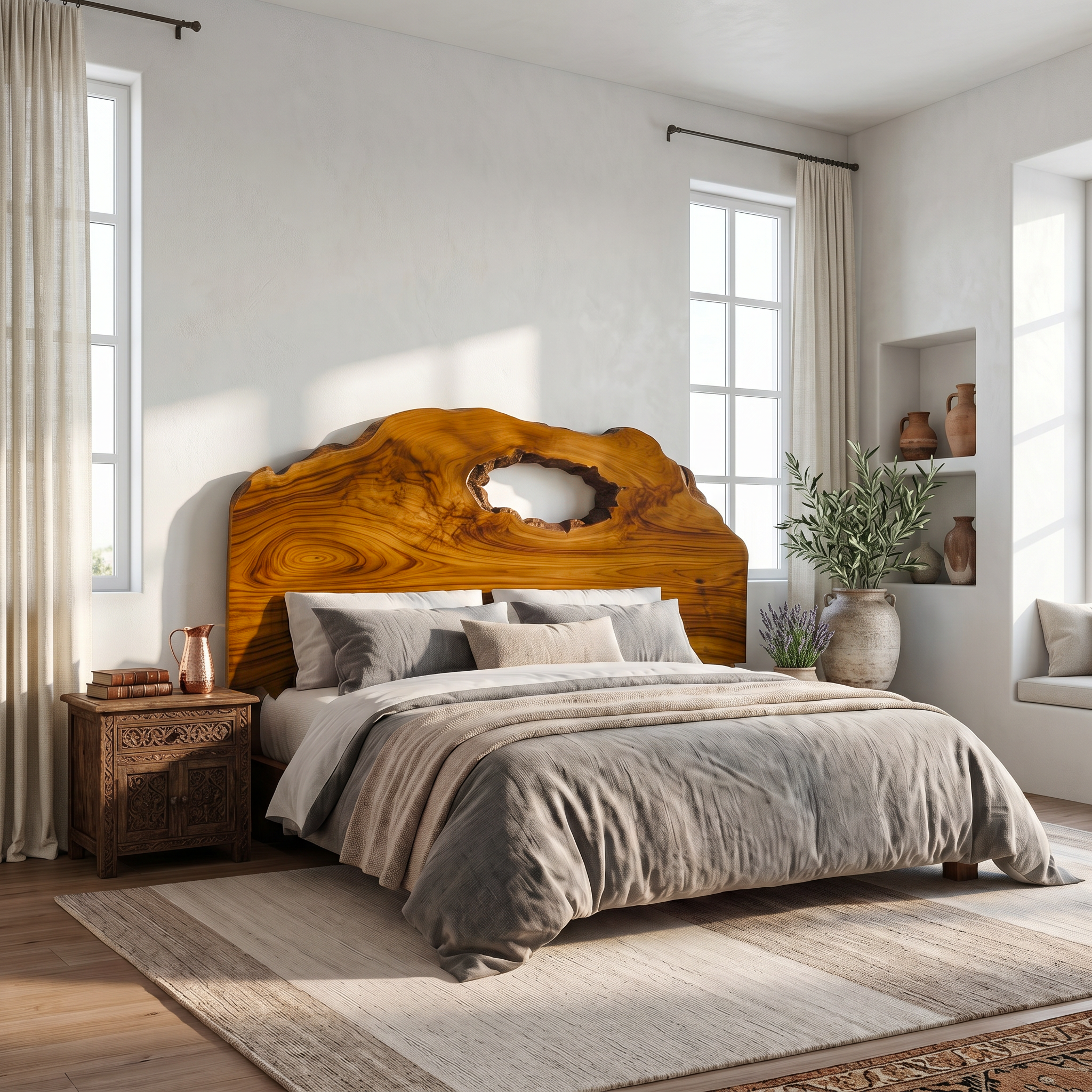 Organic Headboard Wooden Bed Headboard For Bedroom SINLSAHB065