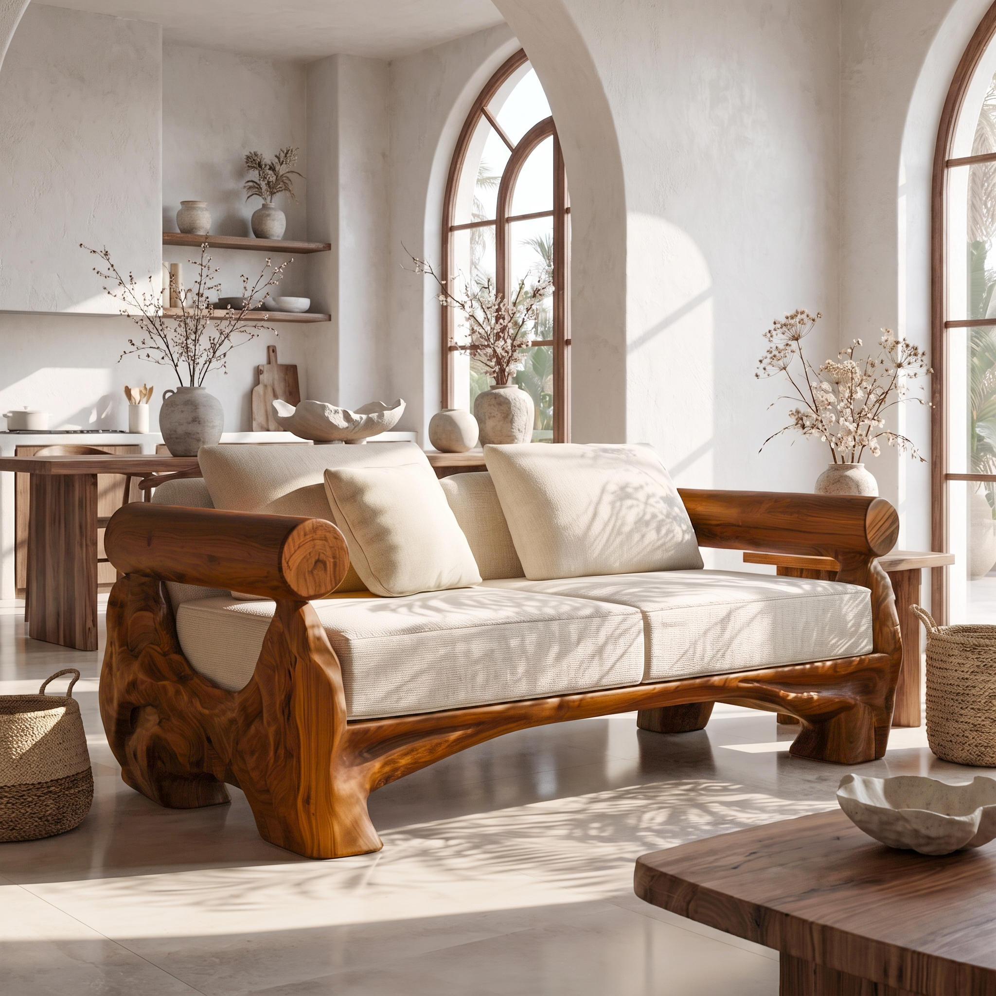 Sculptural Sofa Frame For Living Room SINLSASF050