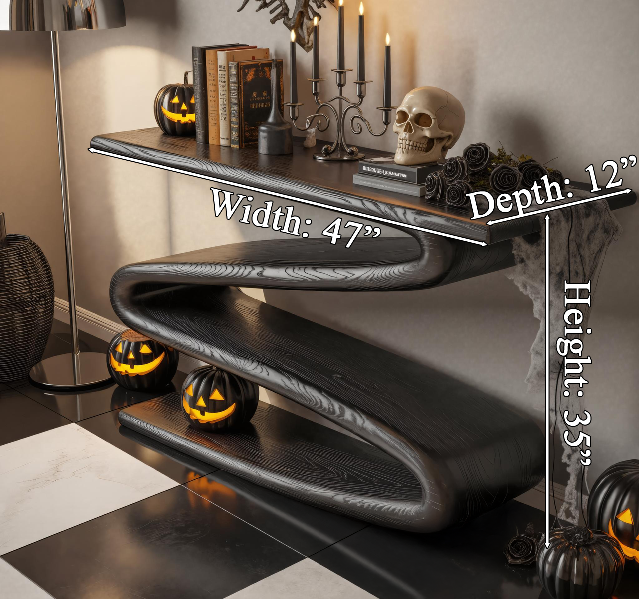 Modern Console Table With Curved Design For Halloween Decor SITHTTHW004