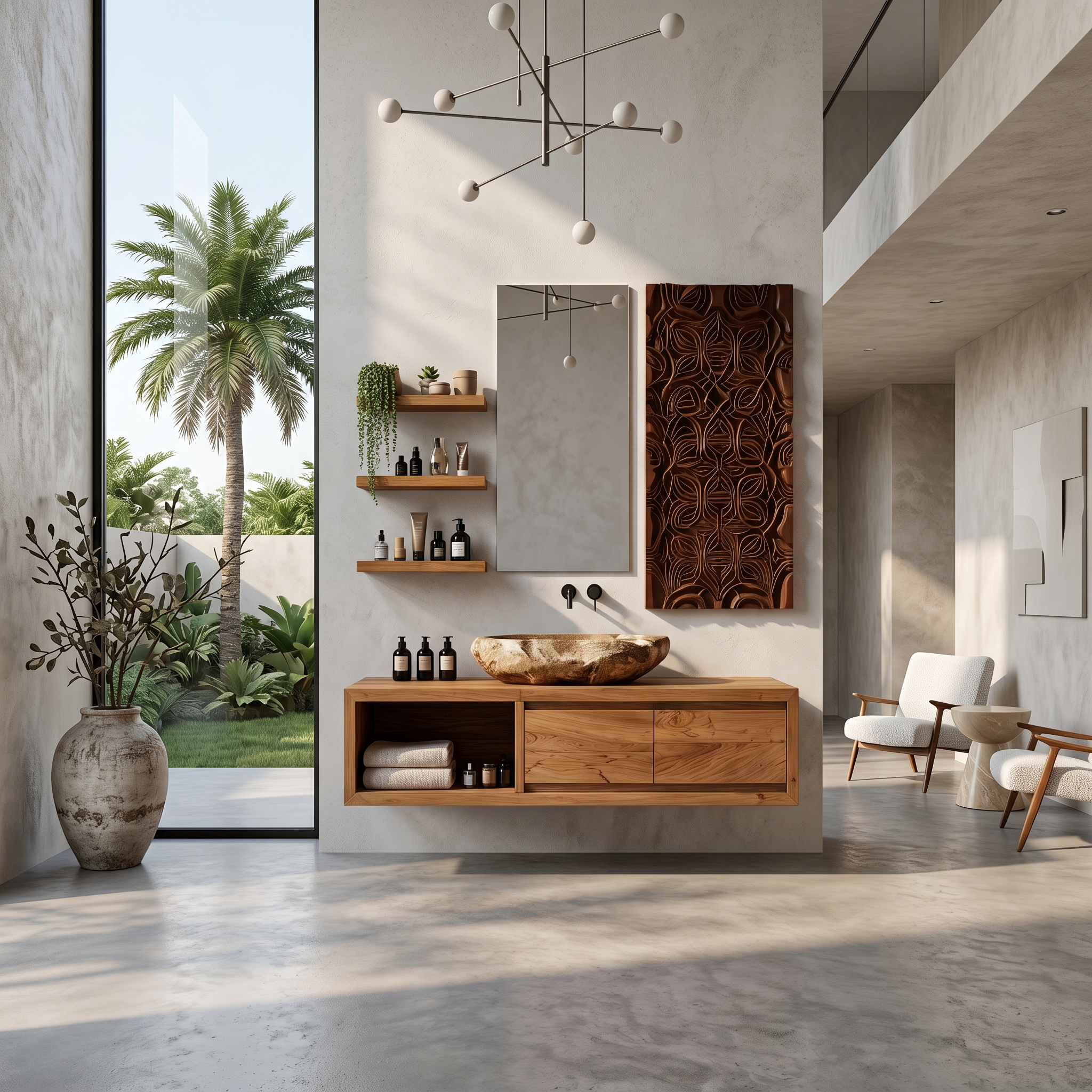 Organic Modern Floating Bathroom Vanity With Open Storage SINLHABRV314