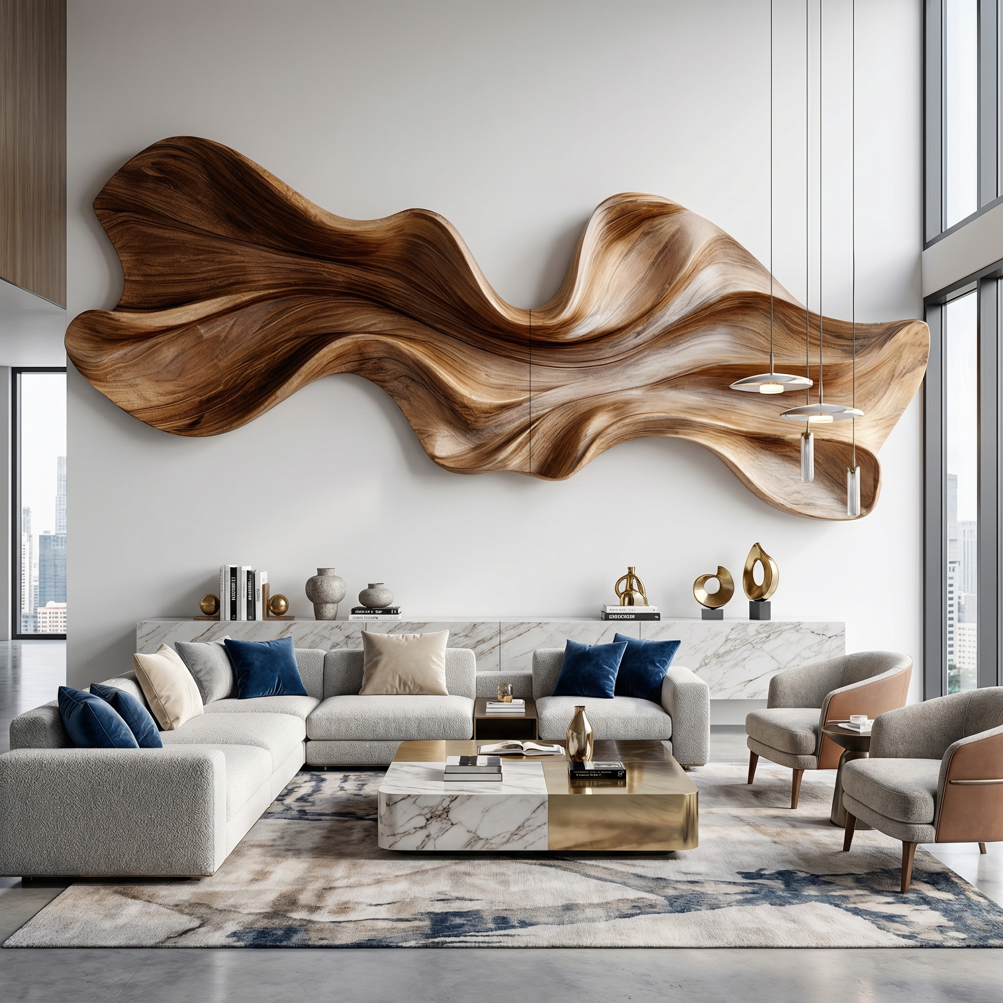 Modern Sculptural Wood Wall Decor For Living Room And Office Space SINLHAWD062