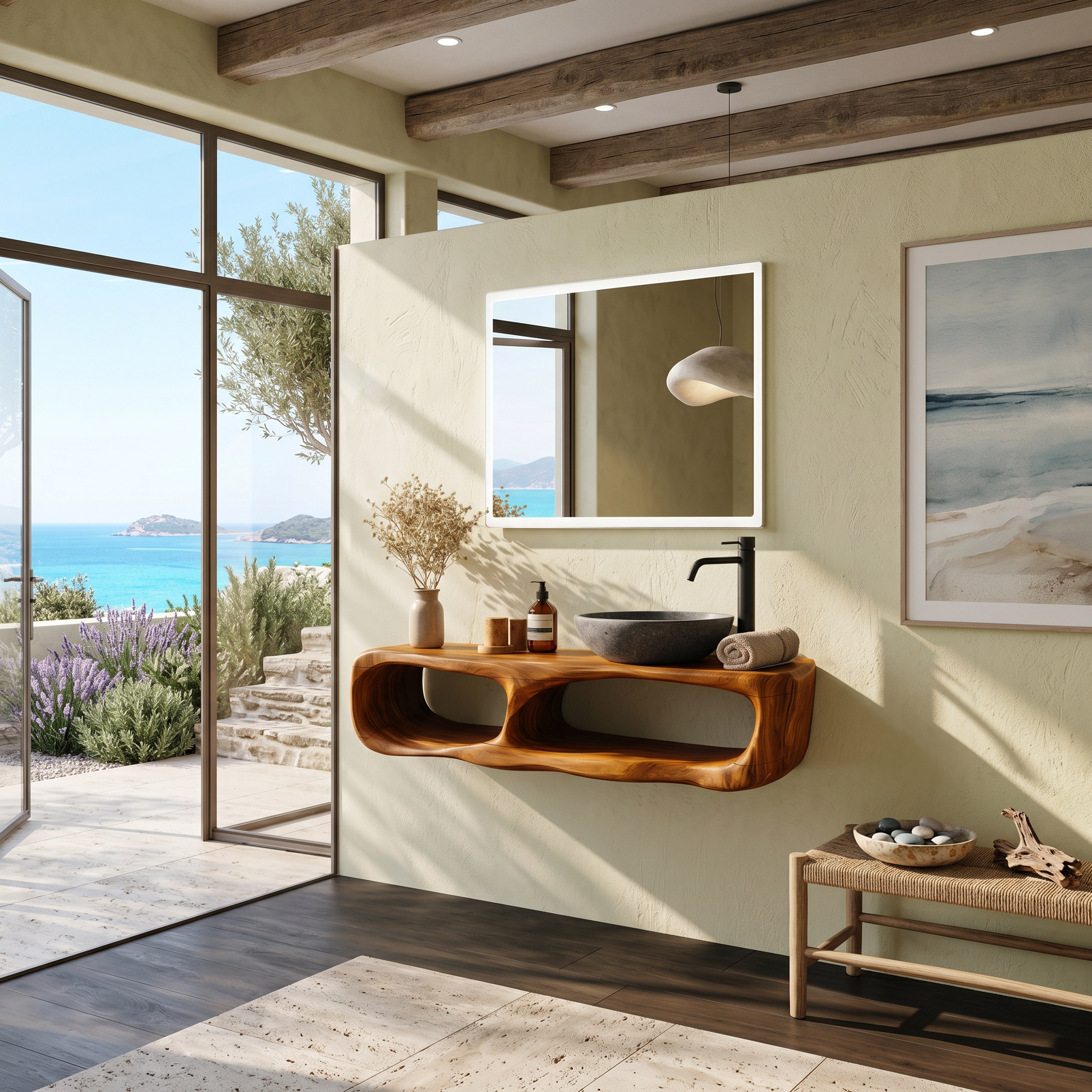 Coastal Organic Bathroom Vanity Wall Mounted Sink Console SINLHABRV331