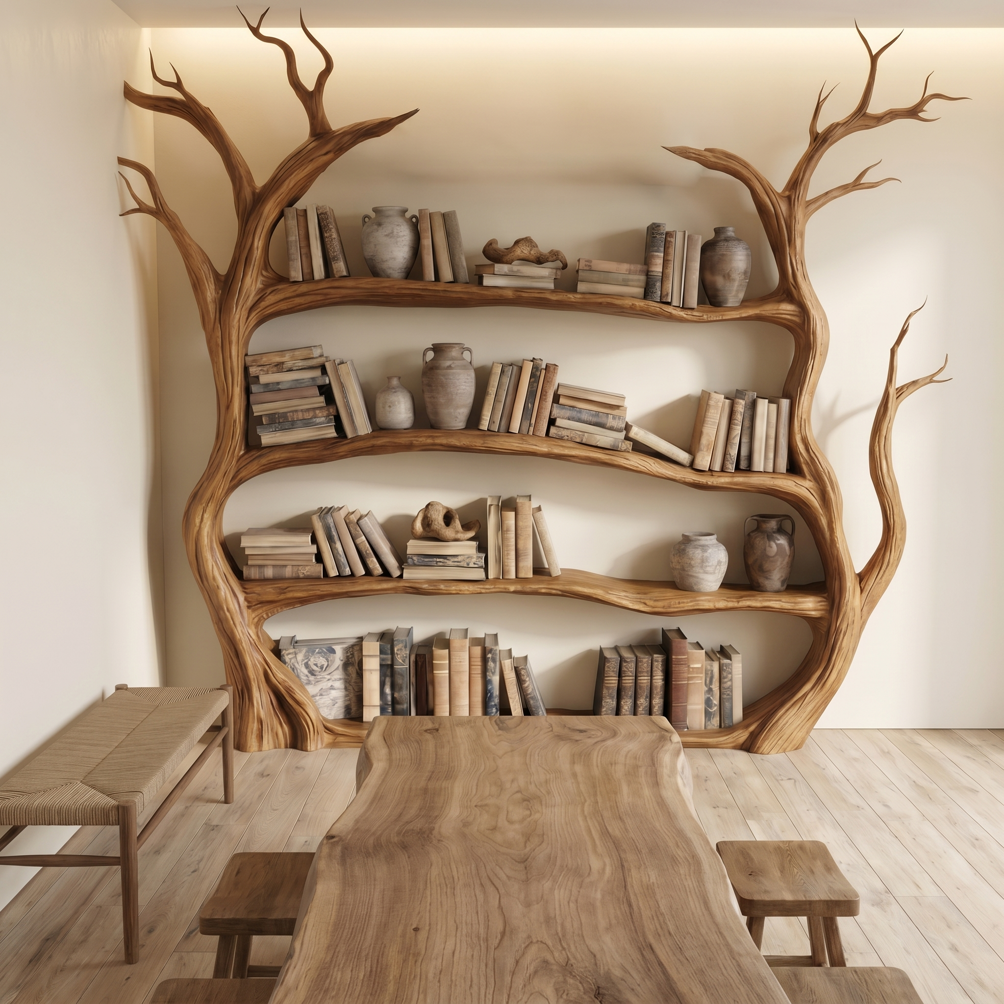 Organic Modern Tree Bookcase For Living Room And Bedroom SINLSATB735