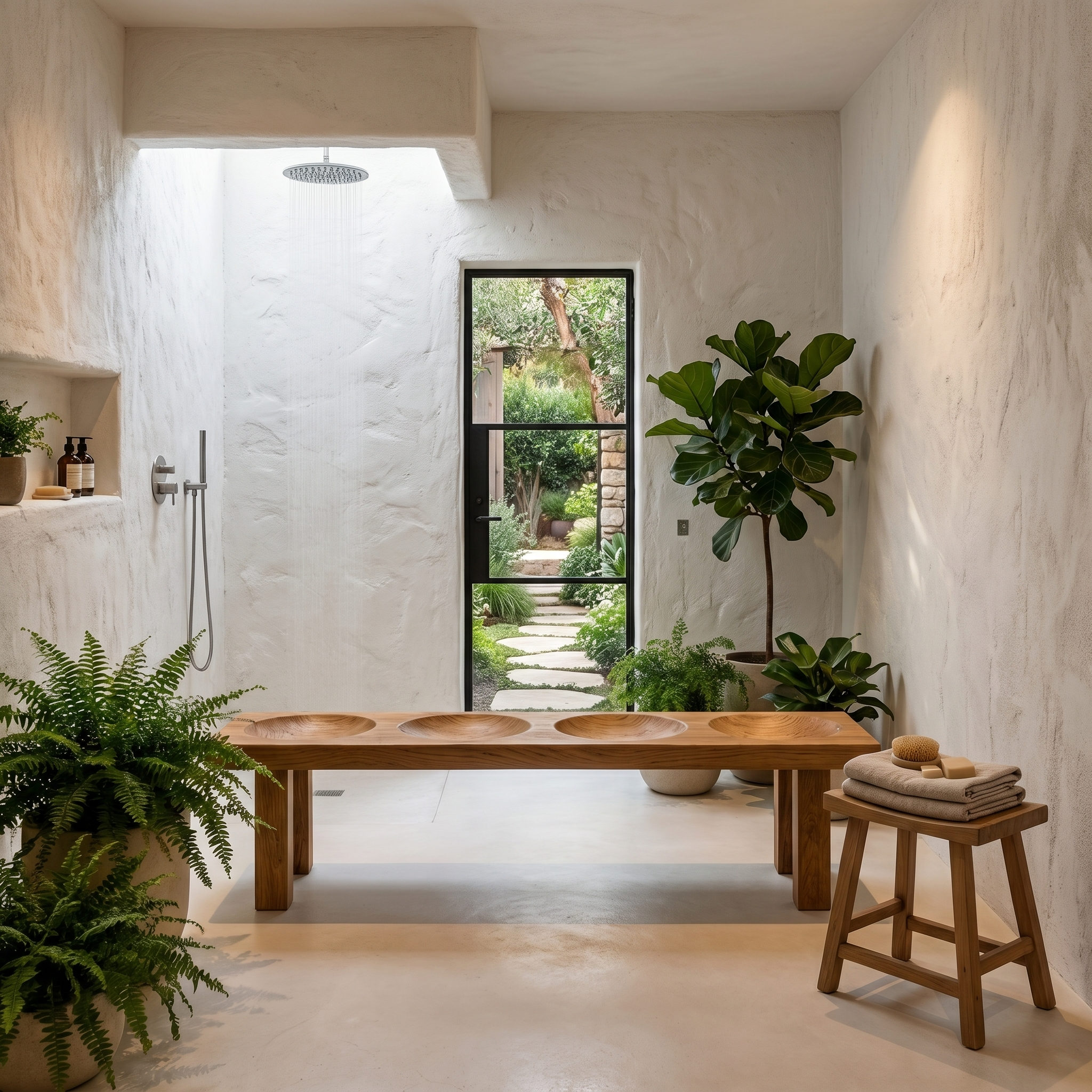 Modern Organic Shower Bench With Handcrafted Wood Construction For Bathroom SINLHARS121