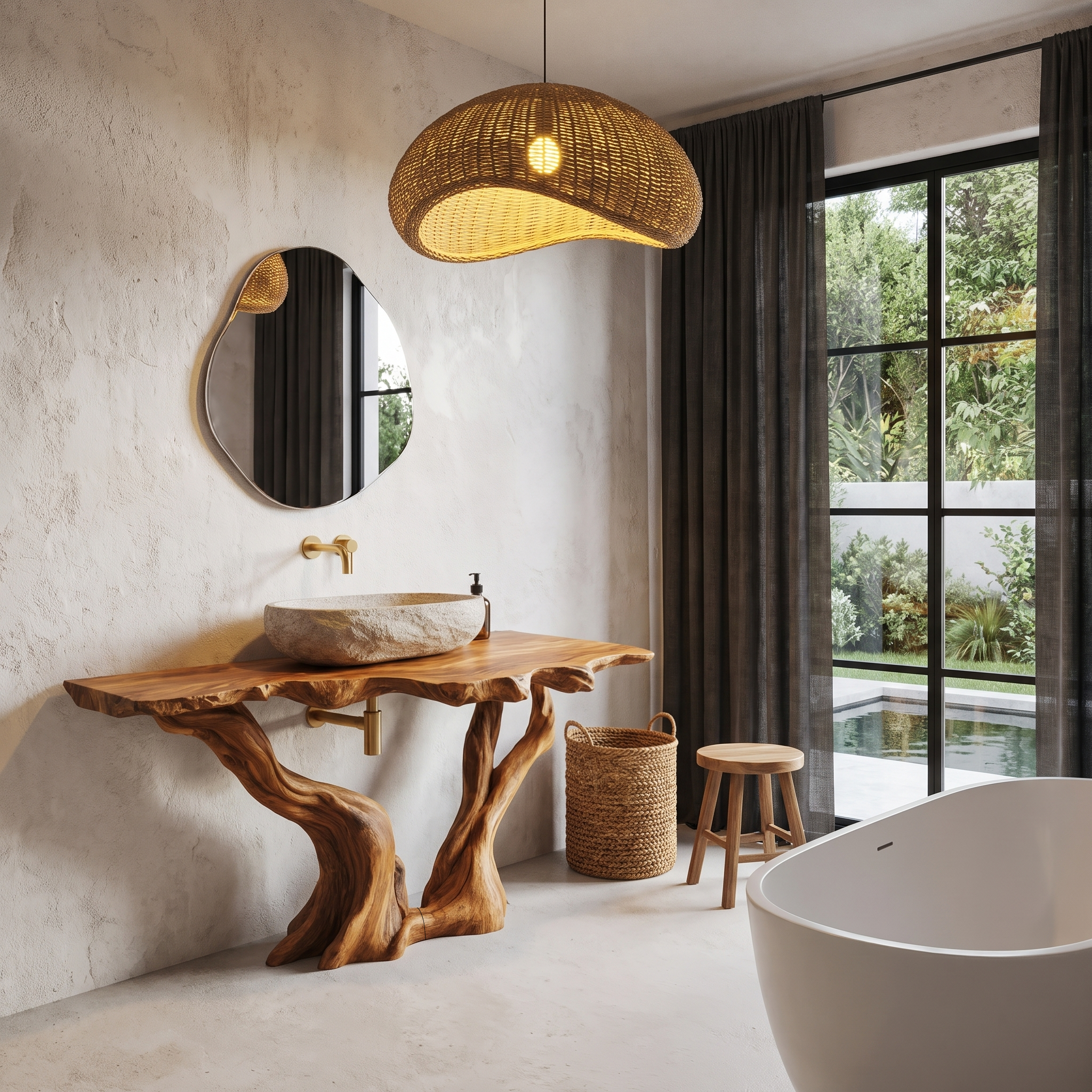 Organic Bathroom Vanity With Sculptural Tree Branch Base For Bathroom SINLHABRV333
