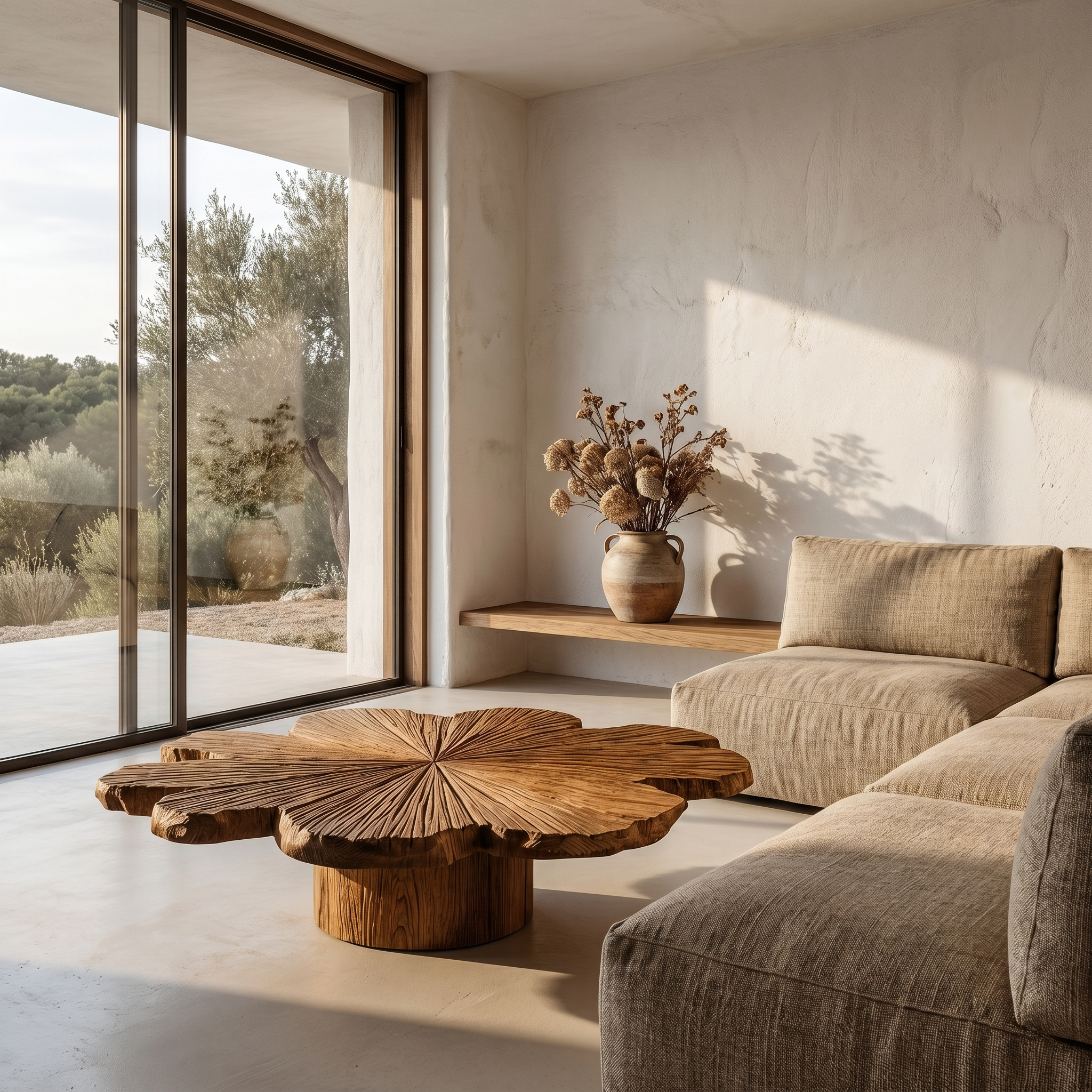 Modern Coffee Table With Sculptural Petal Inspired Design For Living Room SINLHACF387
