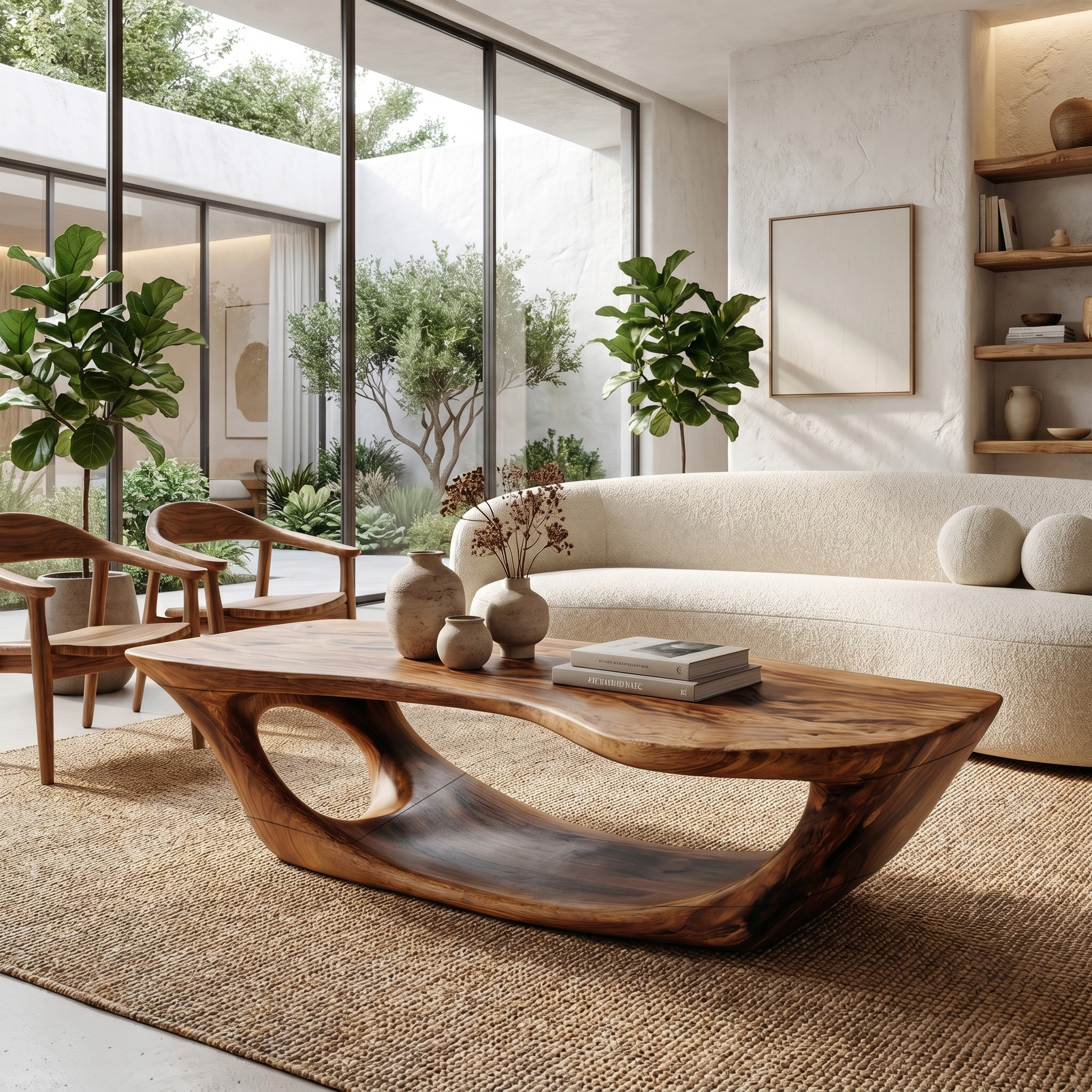 Wabi Sabi Coffee Table With Handcrafted Organic Wood Form For Living Room SINLHACF391