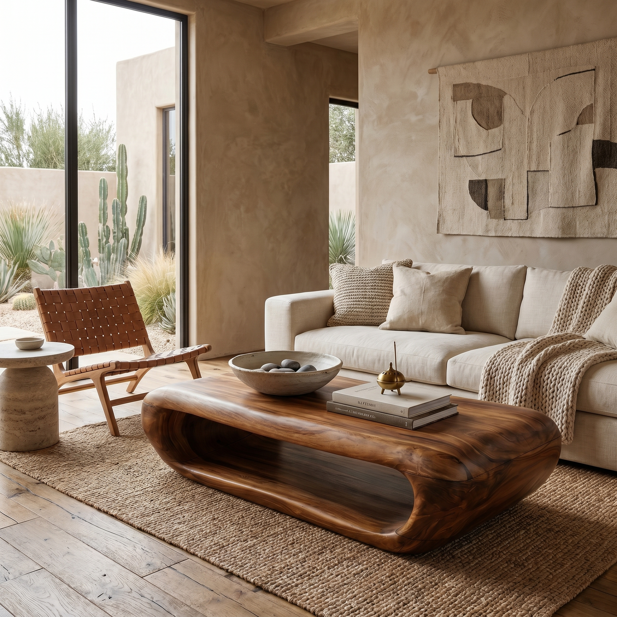 Organic Coffee Table With Open Storage For Living Room SINLHACF372