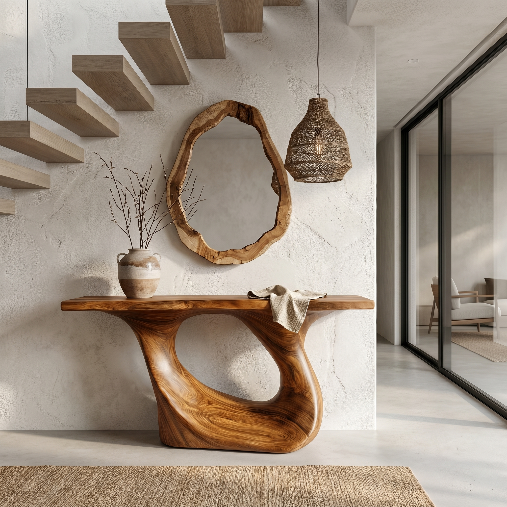 Contemporary Console Table With Unique Curved Structure For Entryway And Living Room SINLHACS572