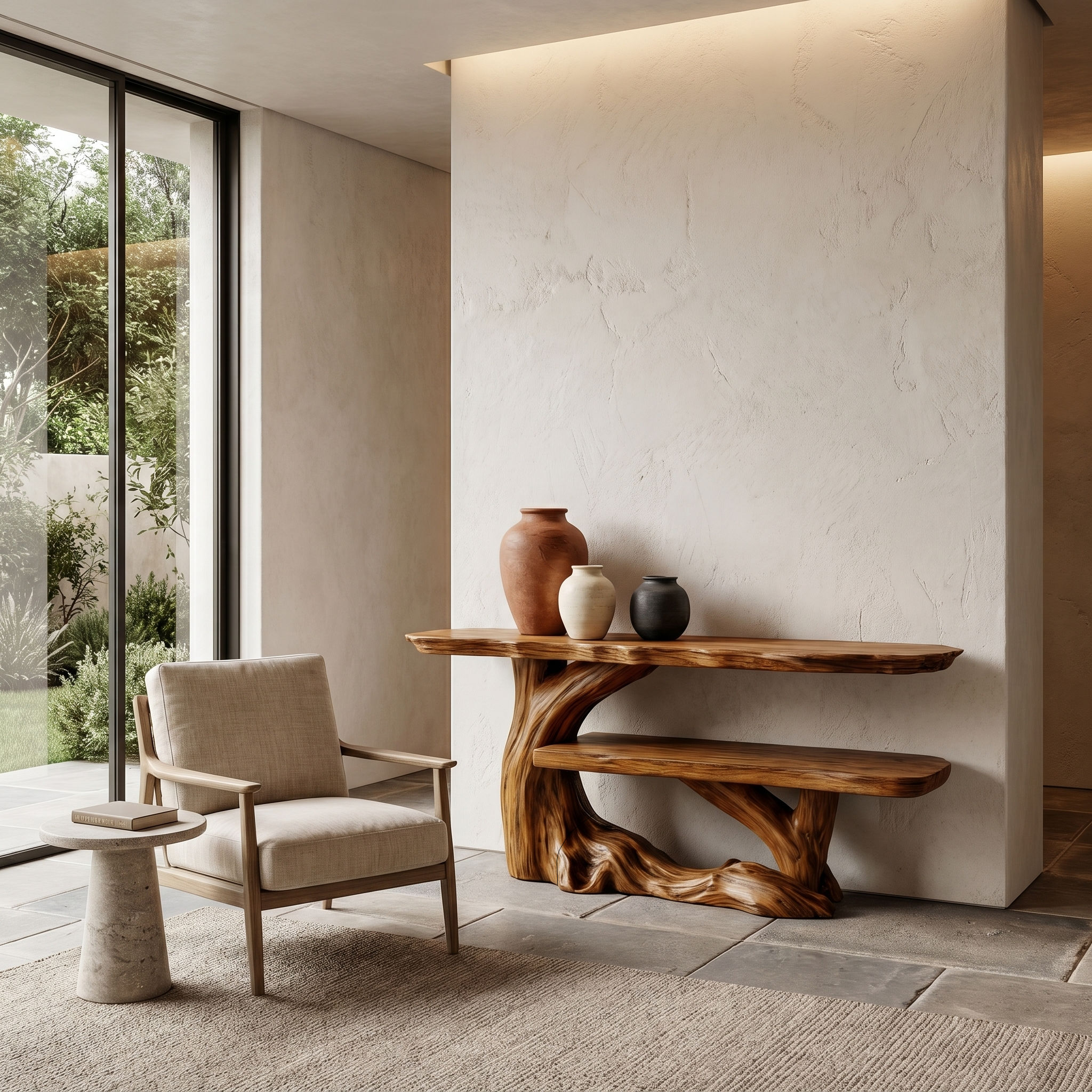 Nature Inspired Console Table With Sculptural Wood Branch Design For Hallway SINLHACS614