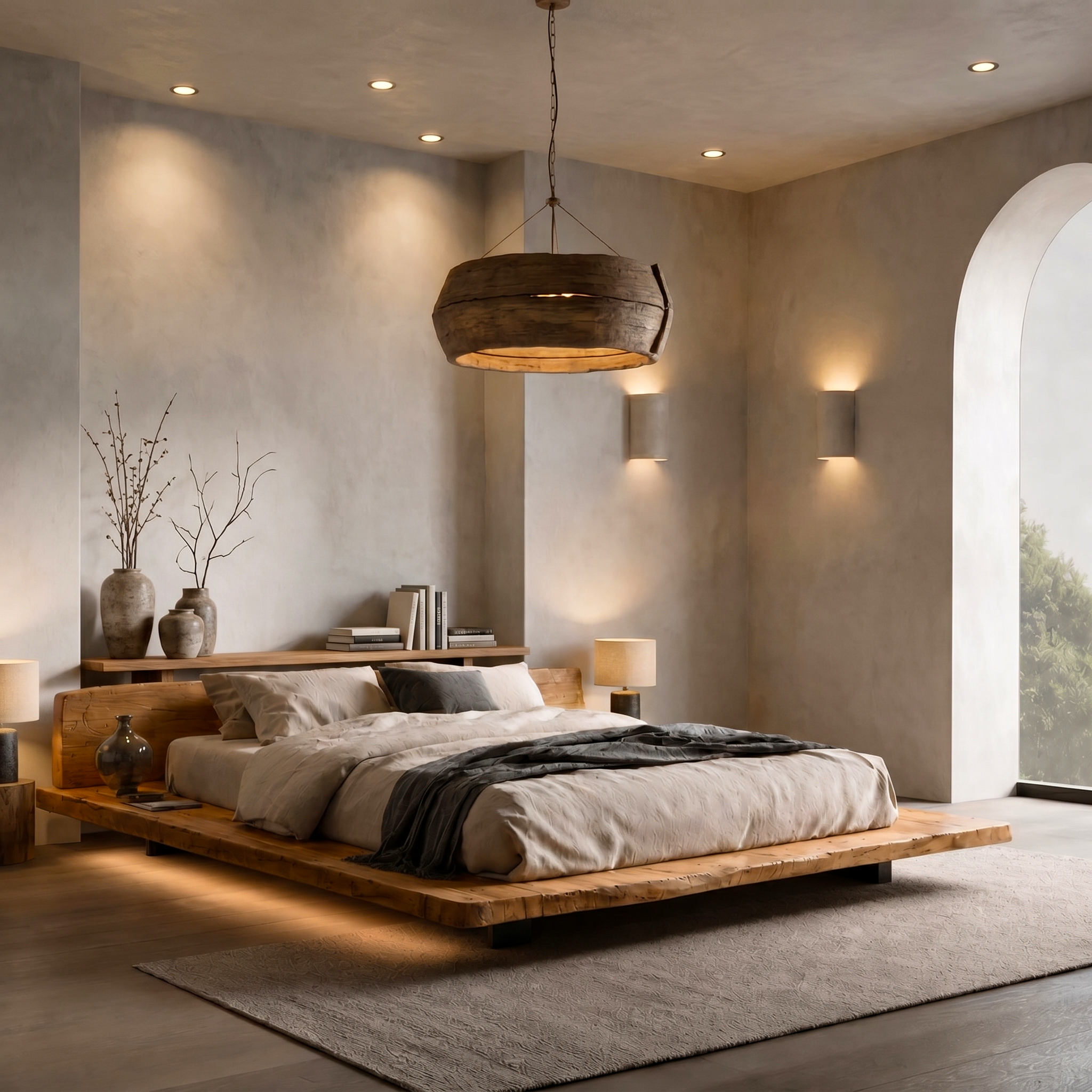 Modern Platform Bed Frame With Floating Design And Upholstered Headboard For Bedroom SINLHAWB123