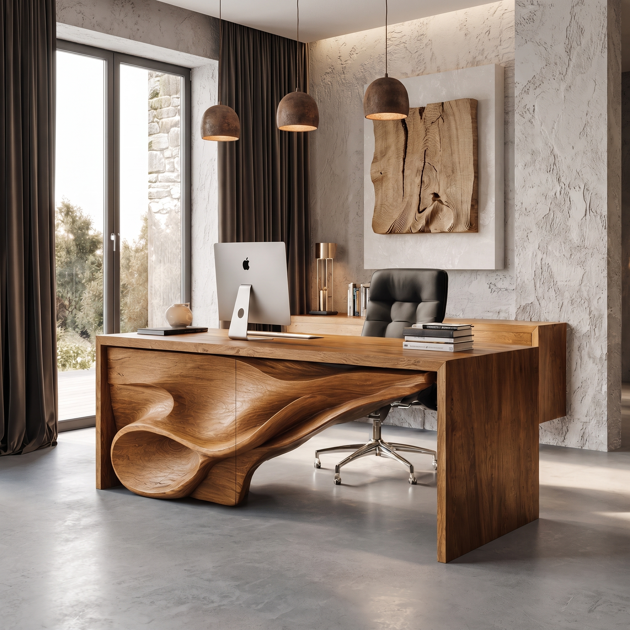 Sculptural Writing Desk Handcrafted Storage Design For Executive Home Office SINLHADE168